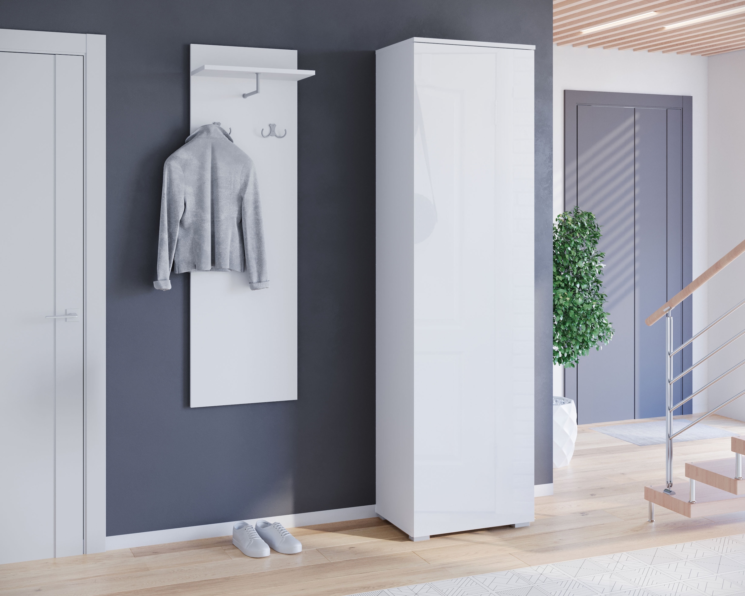 INOSIGN Schuhschrank »Paris, stehend oder hängend montierbar, Türanschlag wechselbar«, moderne Garderobenschrank Höhe 180cm, 6 geräumiger Fächer
