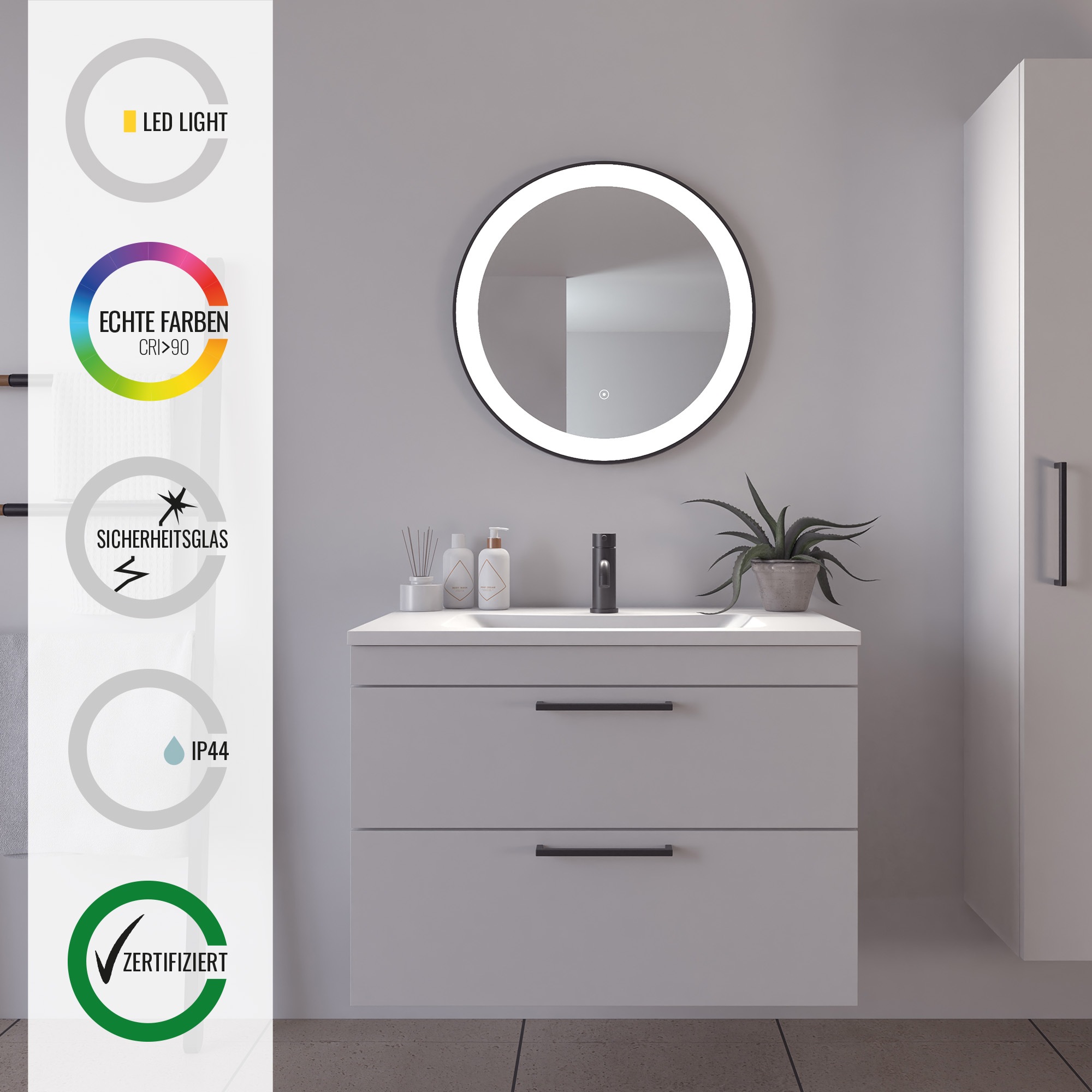 Badspiegel »Libra«, (1 St.), IP44, warmweiß günstig online kaufen