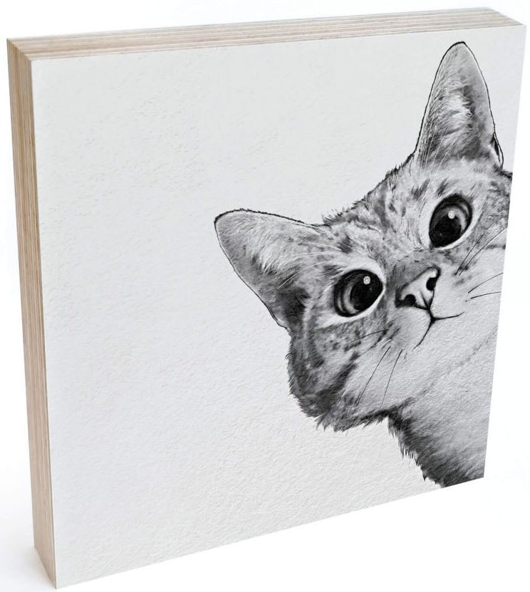 Wall-Art Holzbild »Tischdeko Katze Holzdeko«, Personen, (1 St.), bedrucktes günstig online kaufen