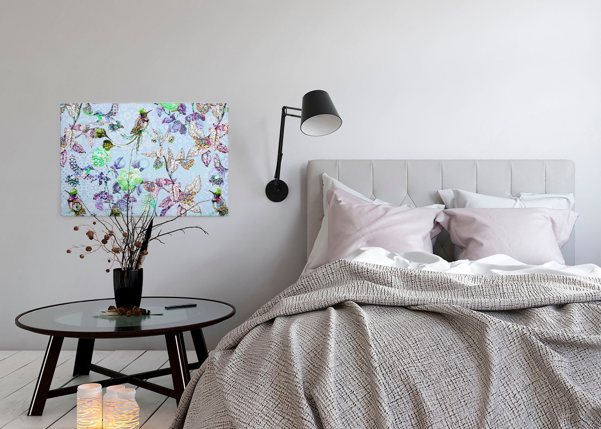 A.S. Création Leinwandbild »exotic mosaic« Kunst | Vögel 1 Stk. tlg. Mosaik Keilrahmen Floral Blumen Vögel Leinwand-Bild Wohnzimmer modern