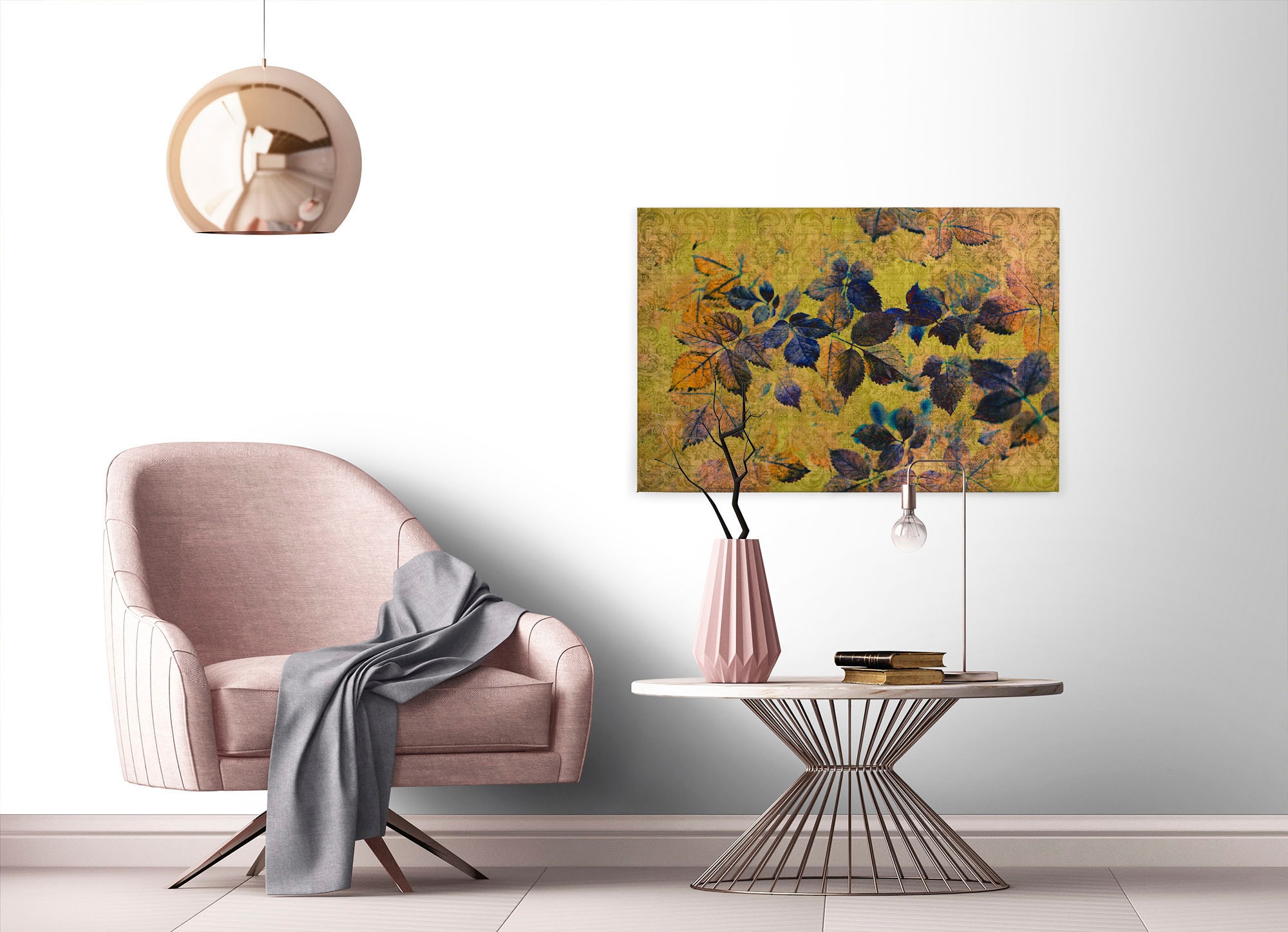 A.S. Création Leinwandbild »indian summer«, Kunst-Blumen-Kinder, (1 St.), Keilrahmen Bild Blätter Natur Floral Leinwand-Bild Wohnzimmer modern