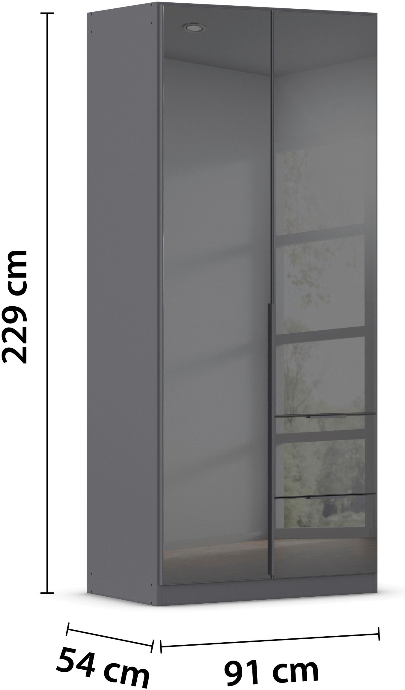 rauch Drehtürenschrank »Kleiderschrank Kleiderschränke Schrank Garderobe AGORDO mit Glasfront«, (in zwei Griff-Farben mit Glasfront), mit Außenschubkästen, in 6 Breiten und 2 Höhen MADE IN GERMANY