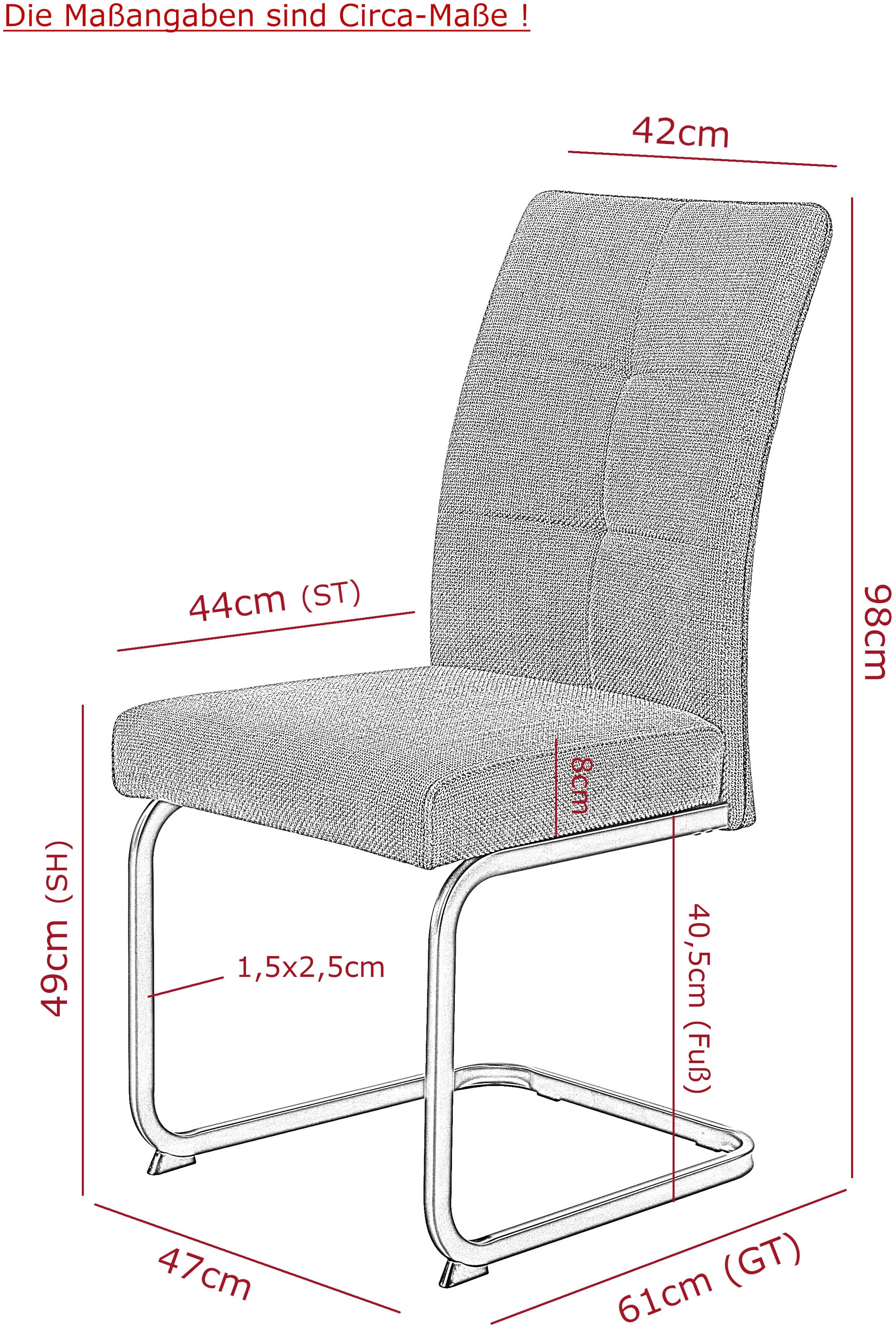 HELA Freischwinger »MALTA« (Set) 4 Stk.verschiedene Bezüge, Gestell Hochkant, Steppnähte