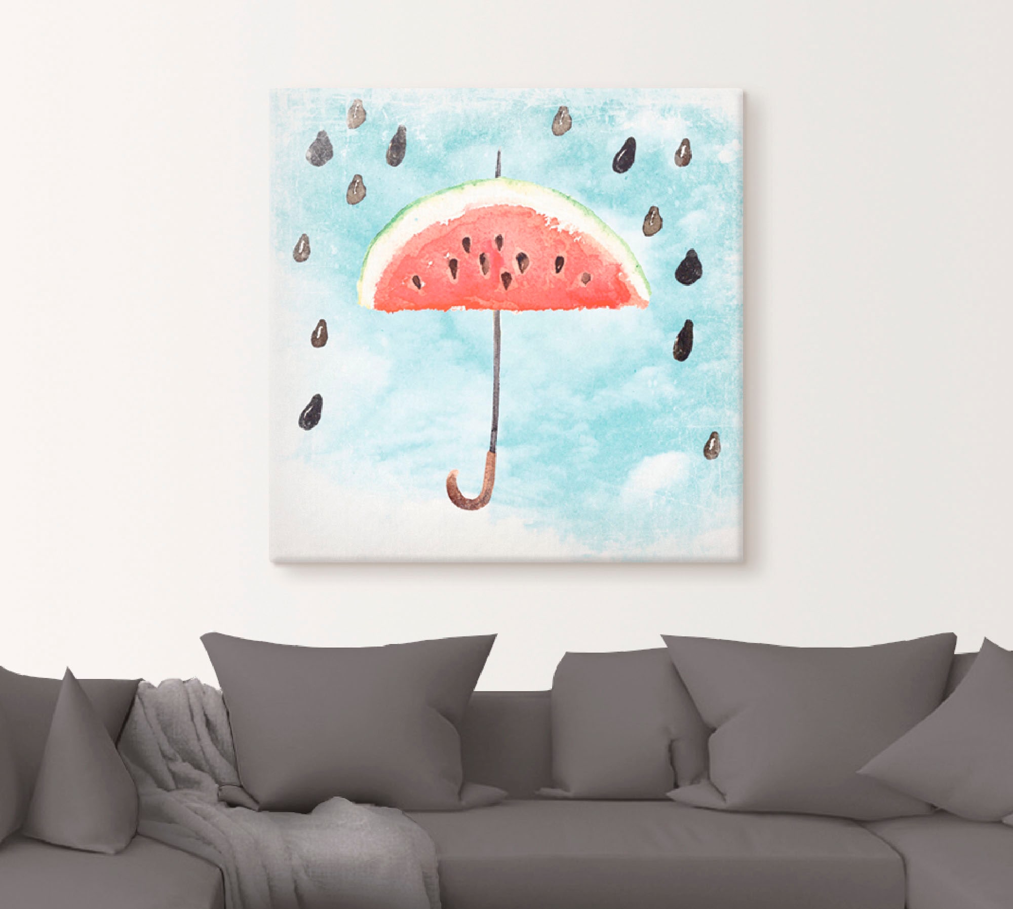 Artland Leinwandbild »Sommer Melonen Regen«, Lebensmittel, (1 St.), auf Keilrahmen gespannt