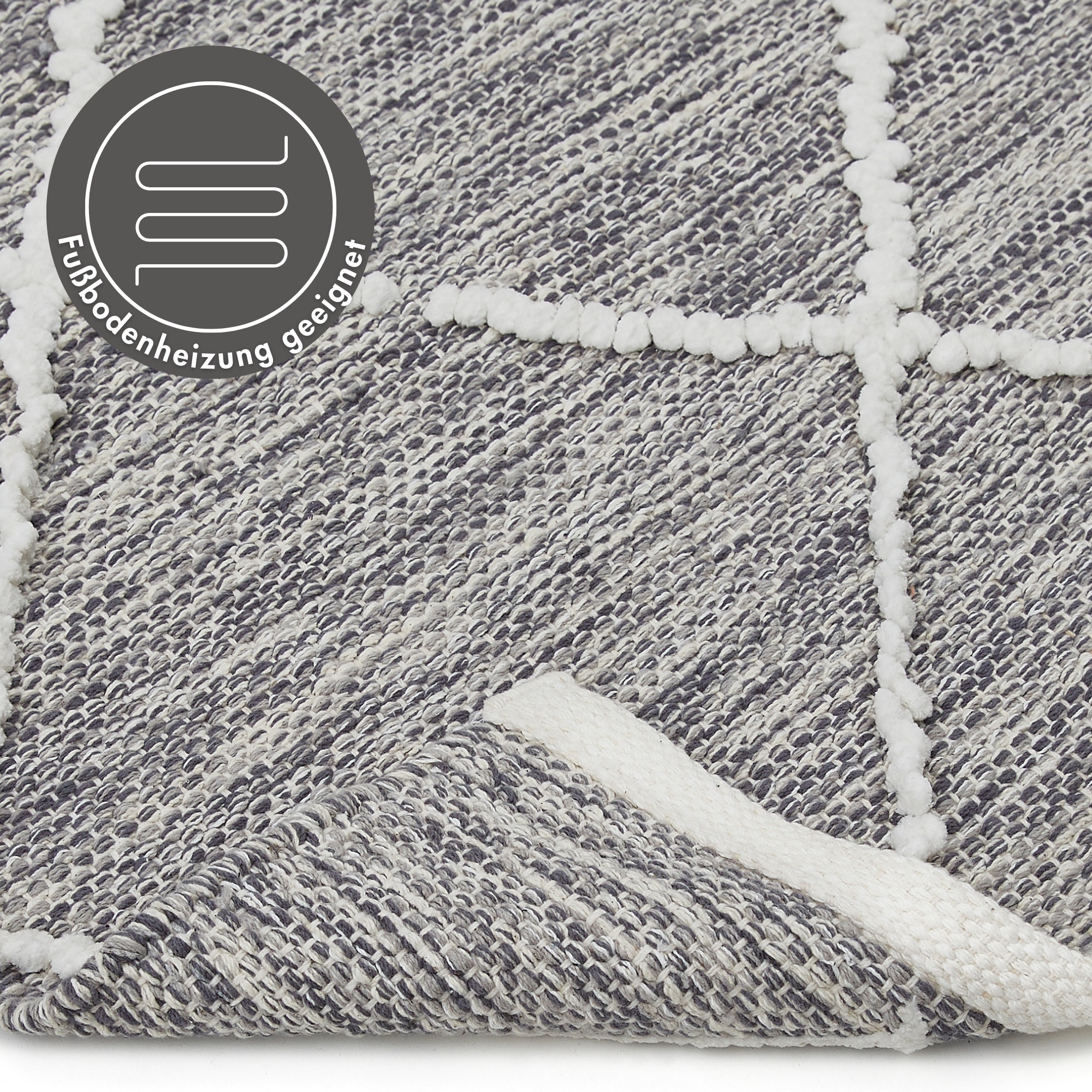 LUXOR living Teppich »Pantin«, rechteckig, 8 mm Höhe, Handweb, Flachgewebe, reine Baumwolle, handgewebt, Rauten Design