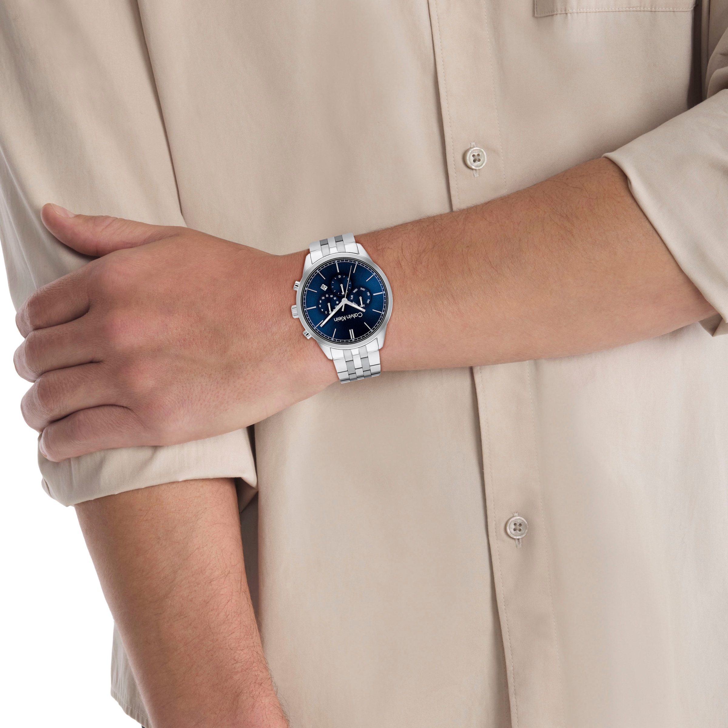 Calvin Klein Multifunktionsuhr »25200377«, Quarzuhr, Armbanduhr, Herrenuhr, Datum, Edelstahlarmband