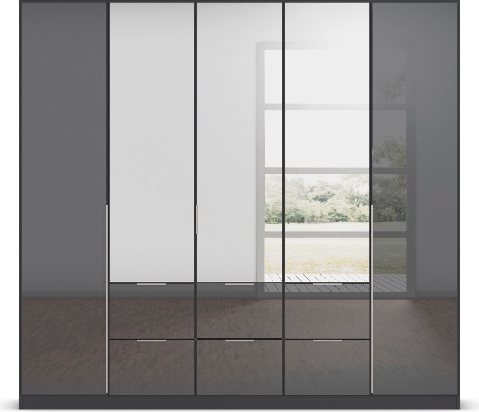 rauch Drehtürenschrank »Kleiderschrank Kleiderschränke Schrank Garderobe AGORDO mit Glasfront«, mit Außenschubkästen, in 6 Breiten und 2 Höhen MADE IN GERMANY