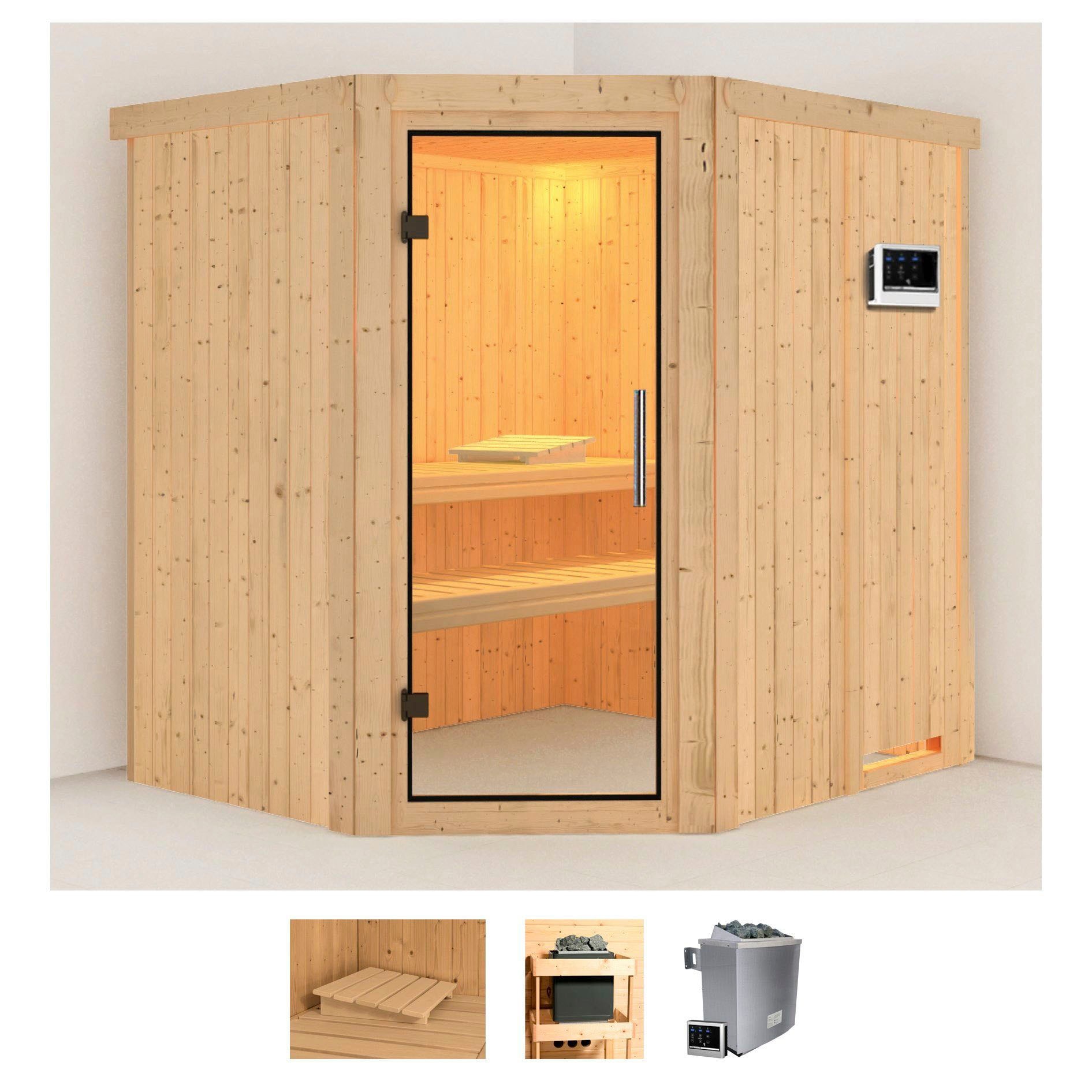 Karibu Sauna »Siirin«, 9 KW-Ofen mit externer Steuerung