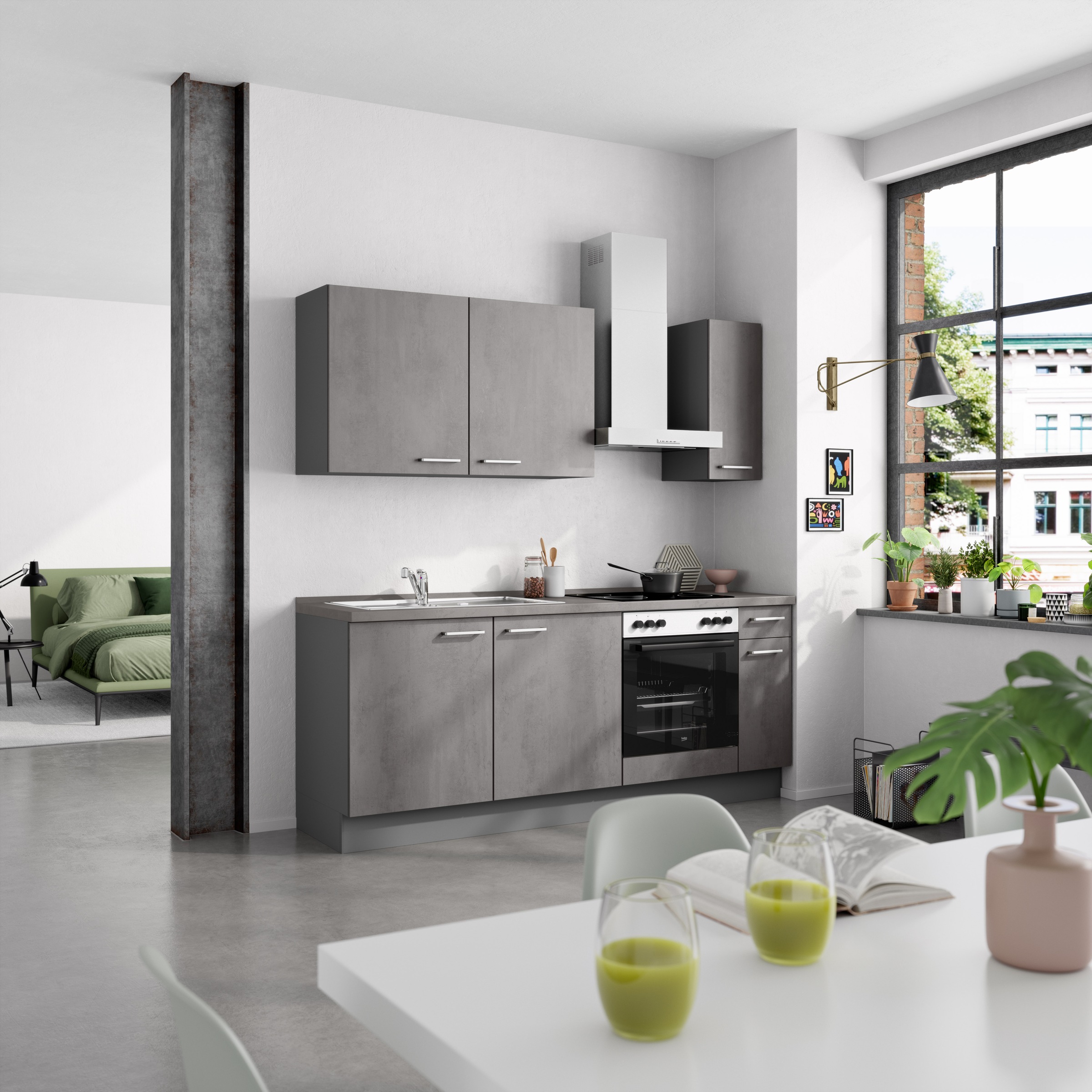 nobilia® Küchenzeile »"Riva I"«, vormontiert, Ausrichtung wählbar, Breite 210 cm, wahlw. mit E-Geräten