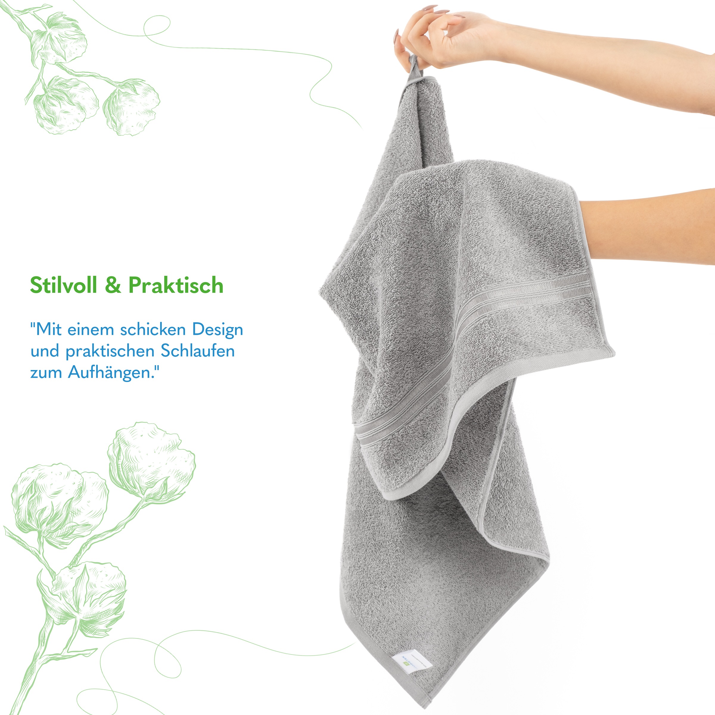 HAMMETEX Handtuch Set »4er Set Handtücher 50x100 cm, 100% Baumwolle, Weich & Saugstark«, (Set, 4 St., 4), mit Bordüre, einfarbig, weich