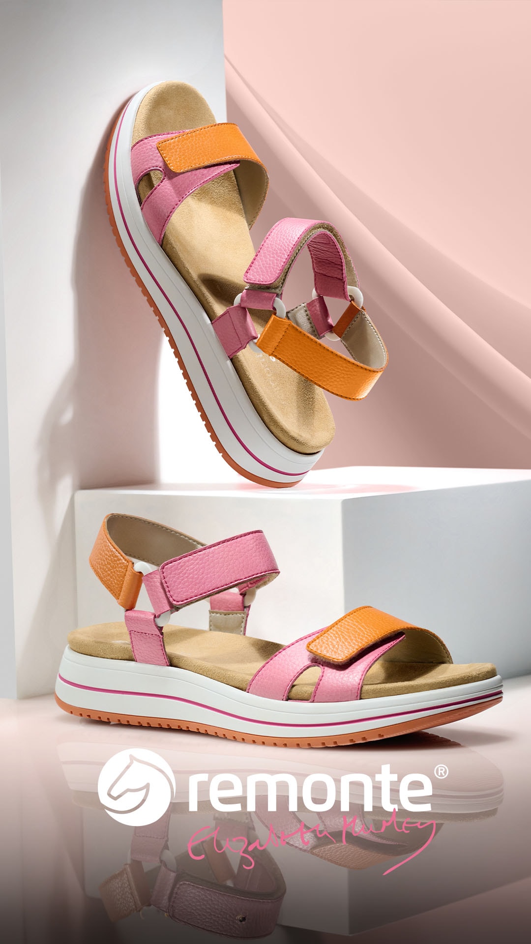 Remonte Riemchensandale »Elisabeth Hurley-Collection«, Keilabsatz, Klettschuh, Sandalette mit Plateausohle