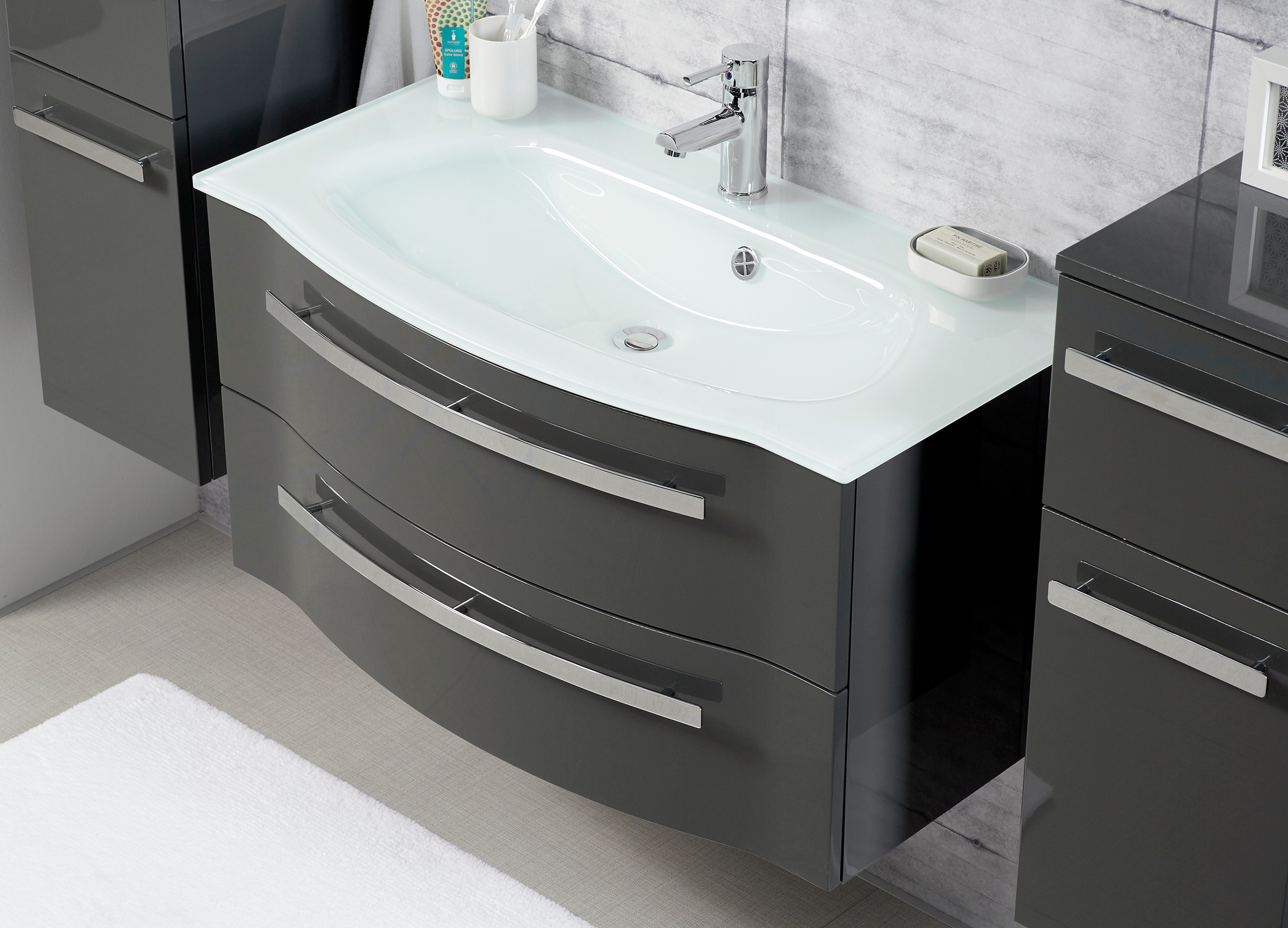 Saphir Waschtisch »Serie 4005 Glas-Waschtisch mit Unterschrank, 92 cm breit günstig online kaufen