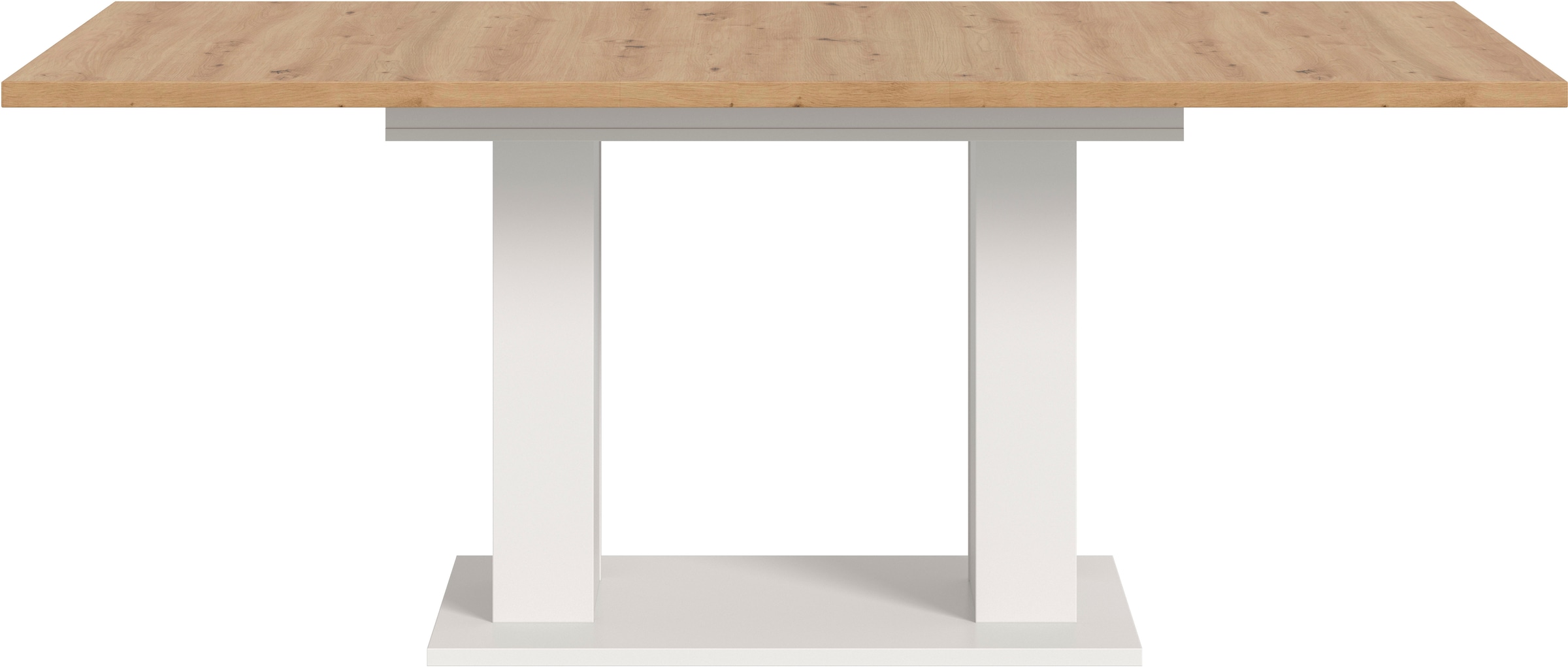 INOSIGN Esstisch »Motus, ausziehbar 150 -190 cm, inklusive 40 cm Einlegeplatte«, (Set, 1 St.), Doppelsäulengestell mit Bodenplatte, Tisch, Esstisch, Küche