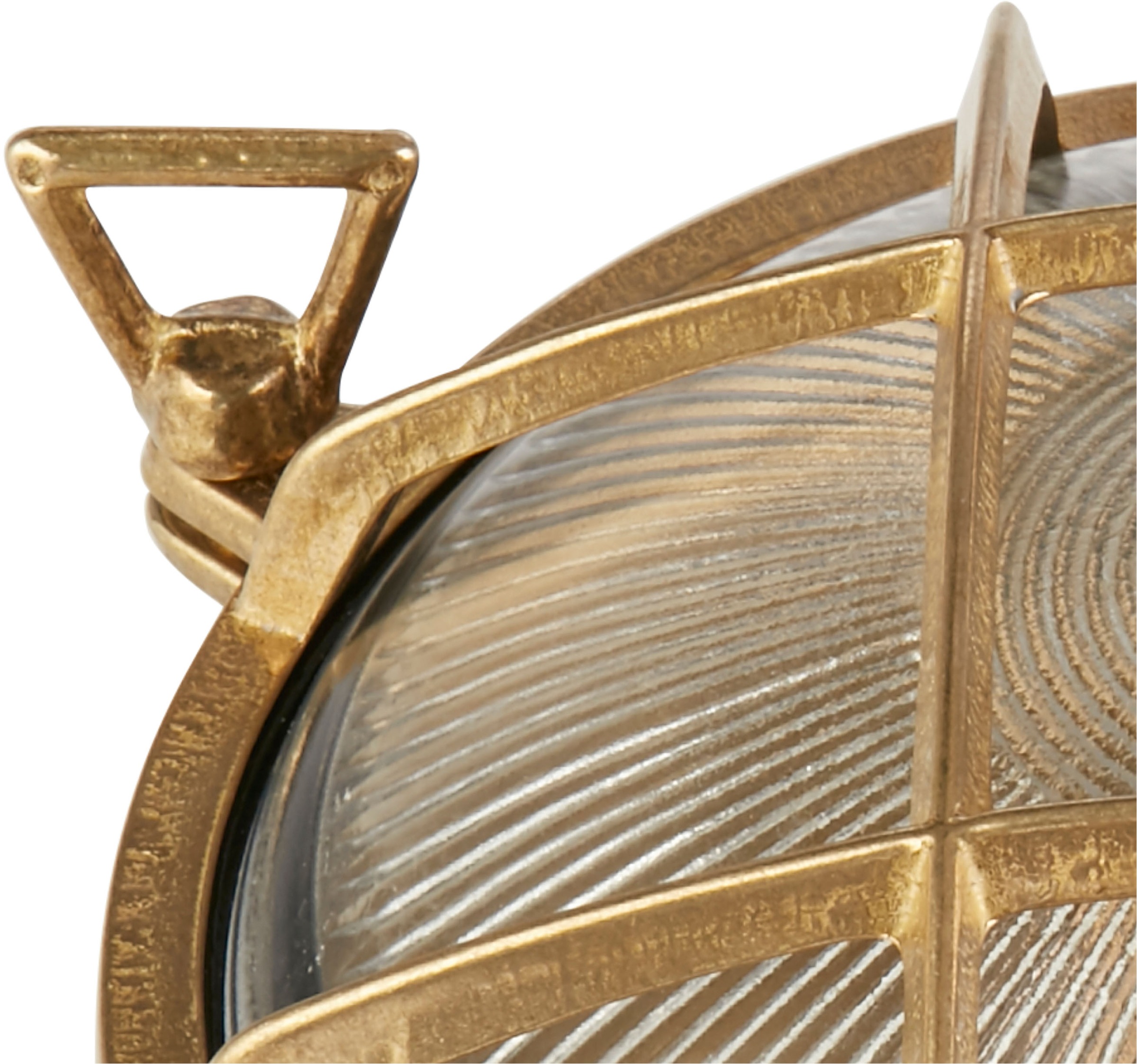 Searchlight Außen-Wandleuchte »Bulkhead Round Outdoor Light - Solid Brass & Ribbed Glass« E27 1 Stk.