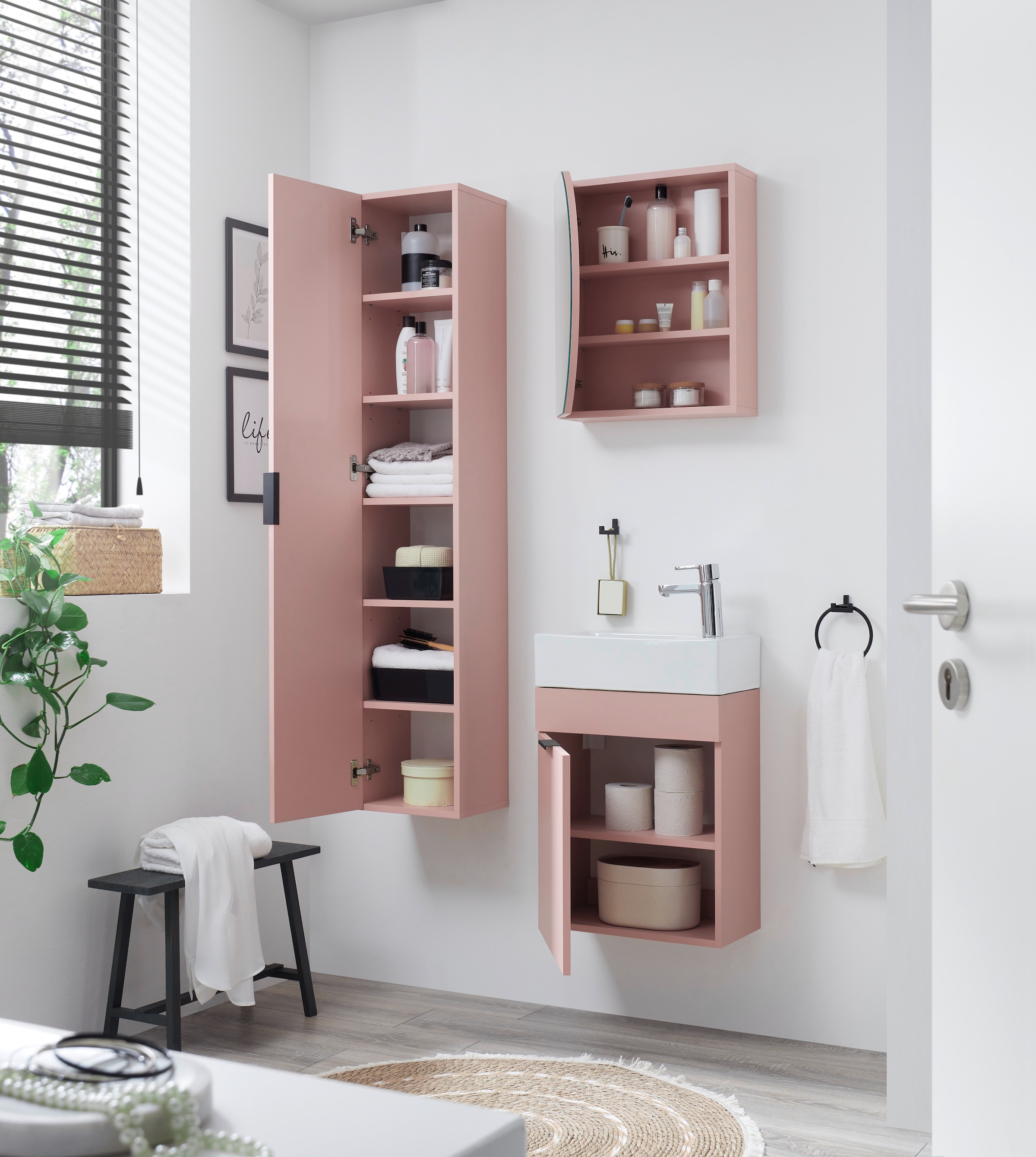 BASIC by Balculina Waschbeckenunterschrank »Nancy BxHxT 45x55x25 cm« 2 Stk. tlg. Breite 45 cm, inkl. Waschbecken