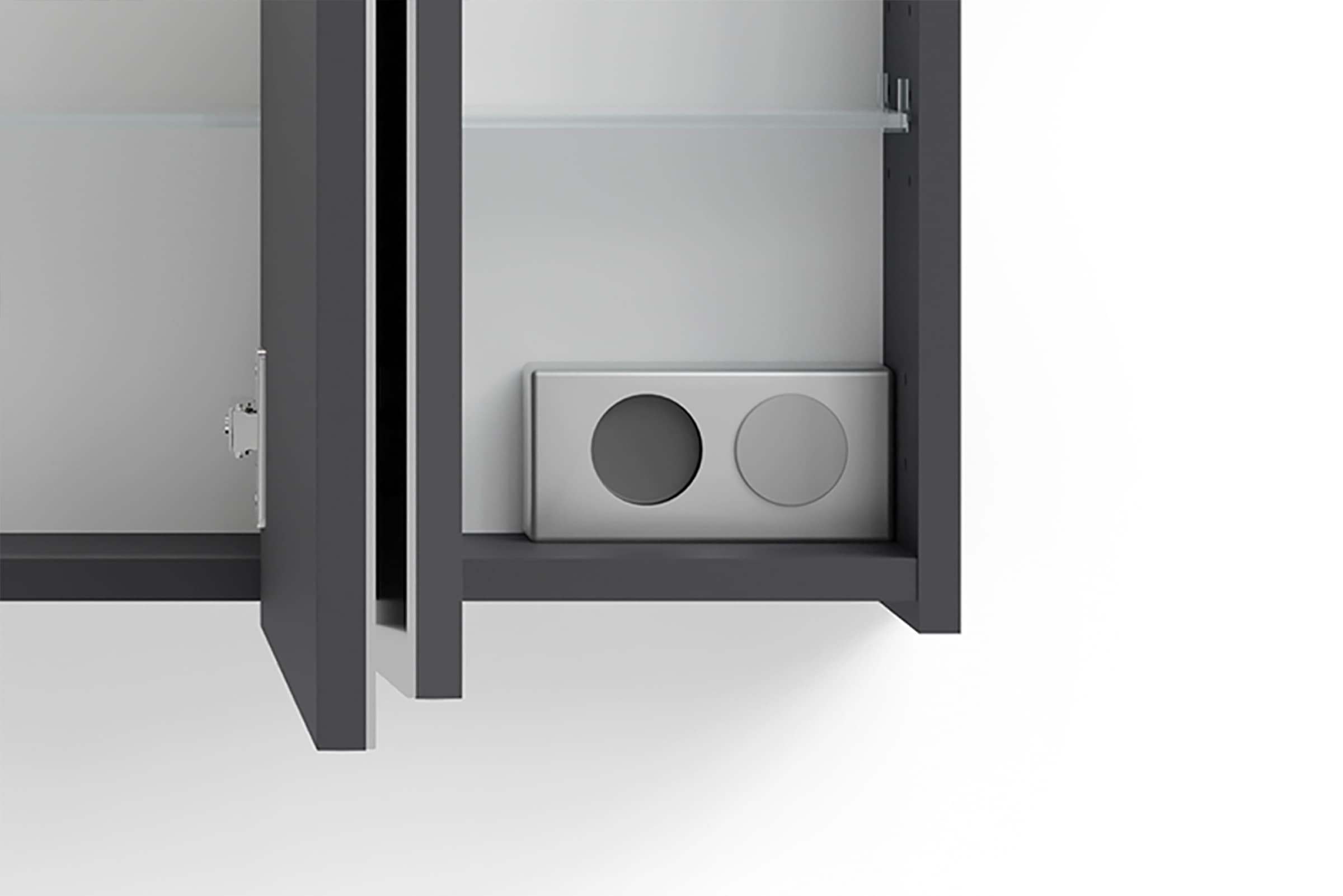 byLIVING Spiegelschrank »Serie Spree, in vielen Breiten erhältlich« Soft-Close, LED Beleuchtung mit Schalter- und Steckdosenbox