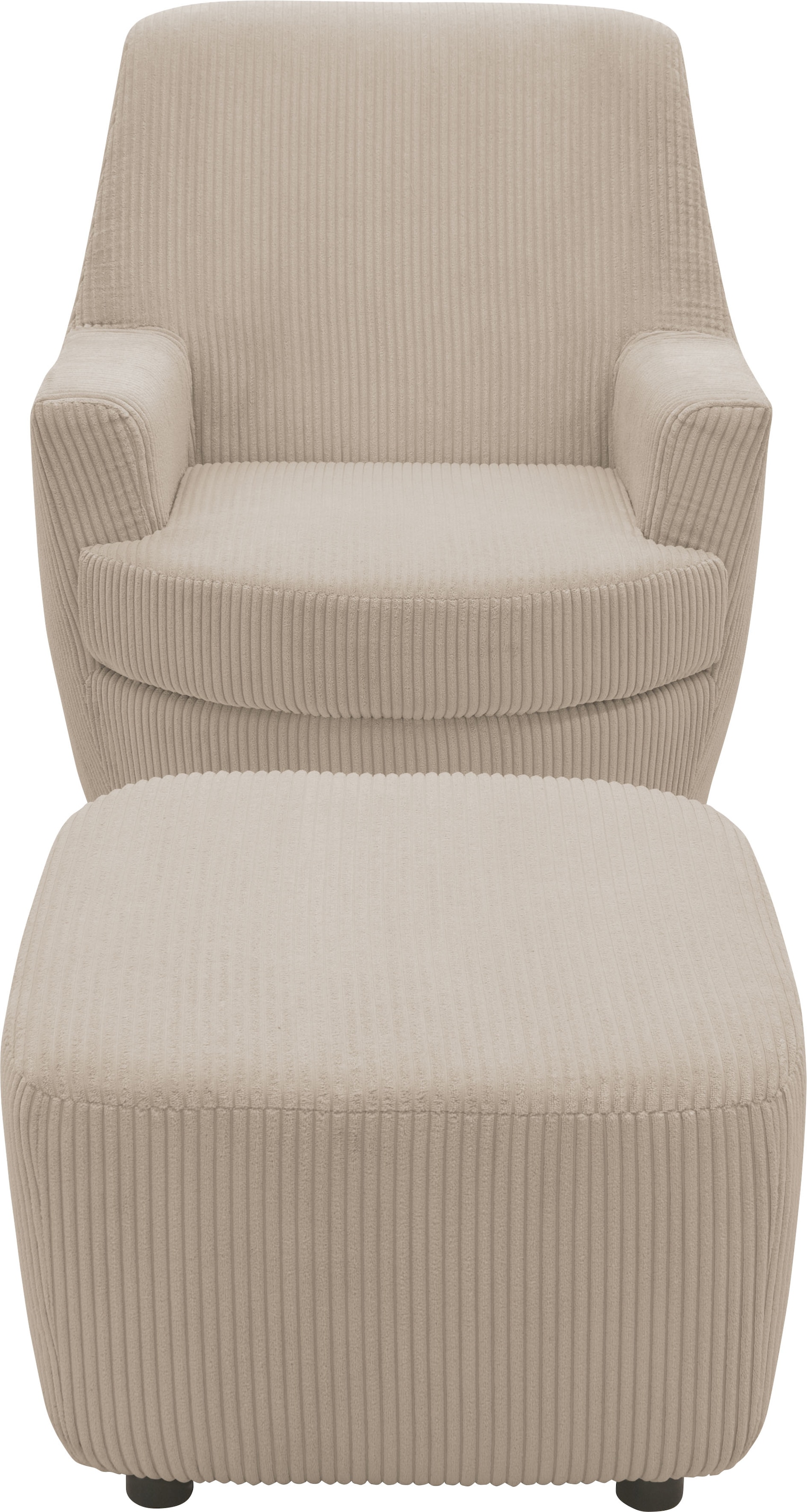 INOSIGN Drehsessel »HETTY, Drehsessel mit Wippfunktion und Hocker; Lesesessel, Armsessel«, (Set, 2 St.), mit Dreh/Wippfunktion, mit Federkern, in Cord und Microfaser