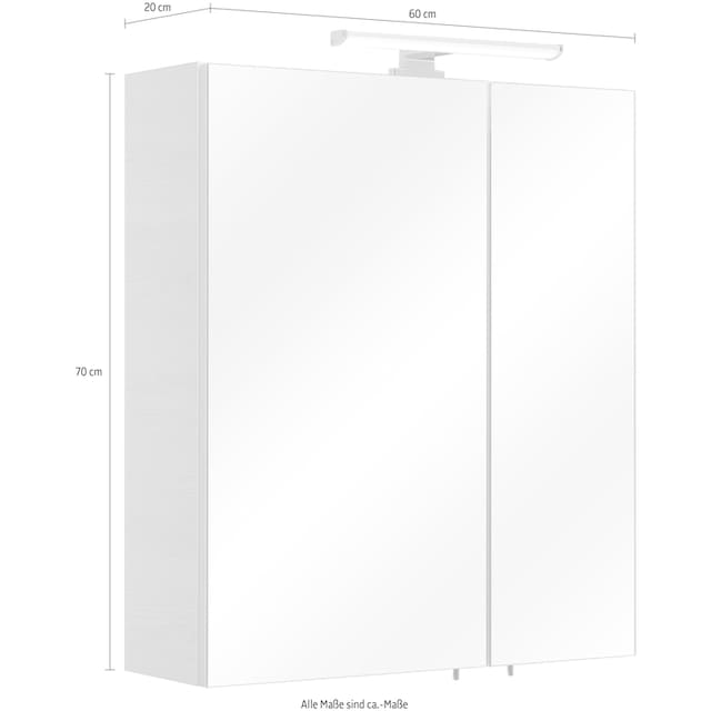 PELIPAL Spiegelschrank »Quickset 936«, Breite 60 cm, 2-türig, LED- Beleuchtung, Schalter-/Steckdosenbox online bestellen