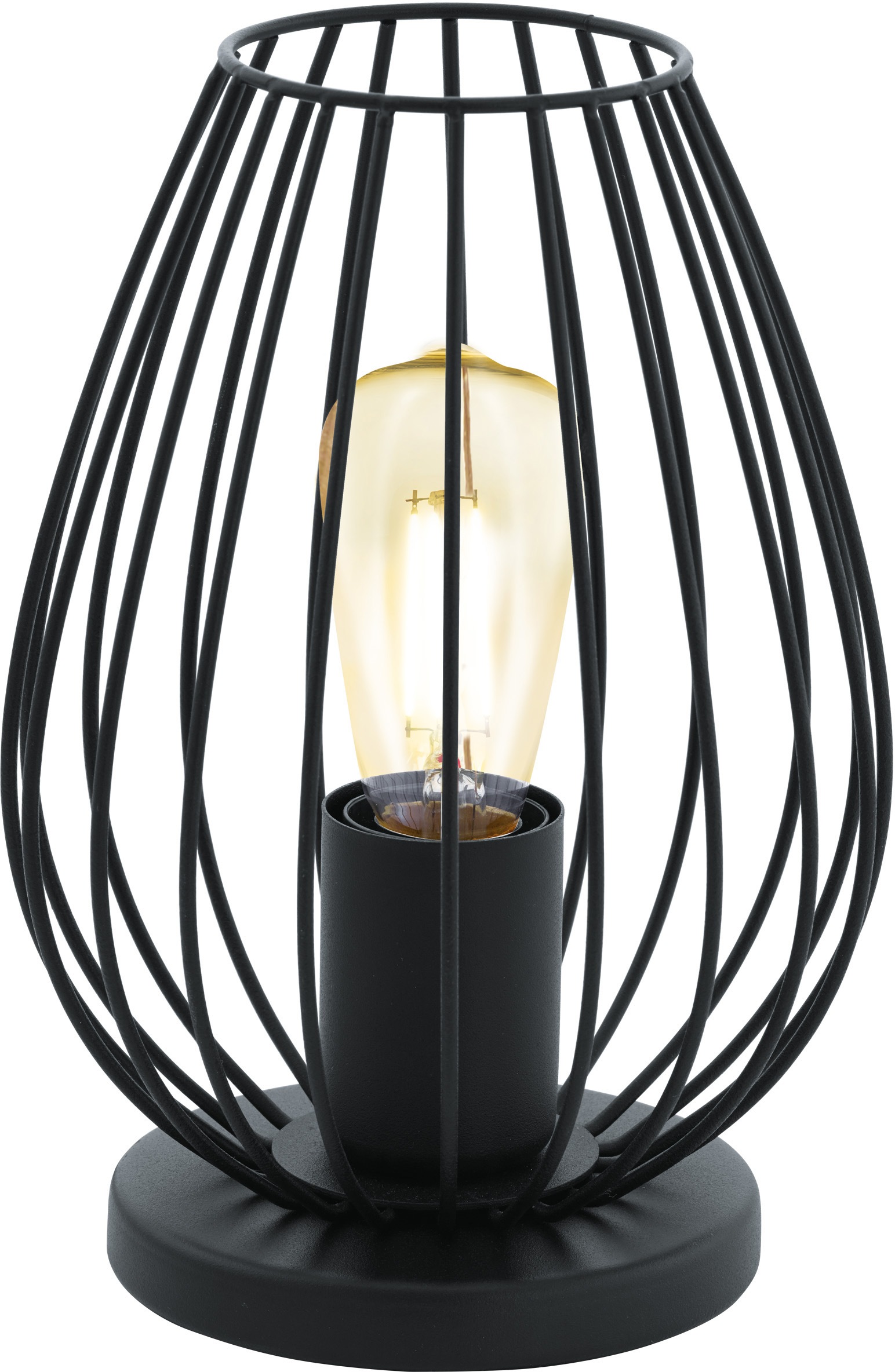 EGLO Tischleuchte »NEWTOWN Tischlampe, schwarz, Stahl, E27, Schalter, Nachttischlampe« E27 Schlicht, modern, Vintage, Retro, Wohnzimmer,...