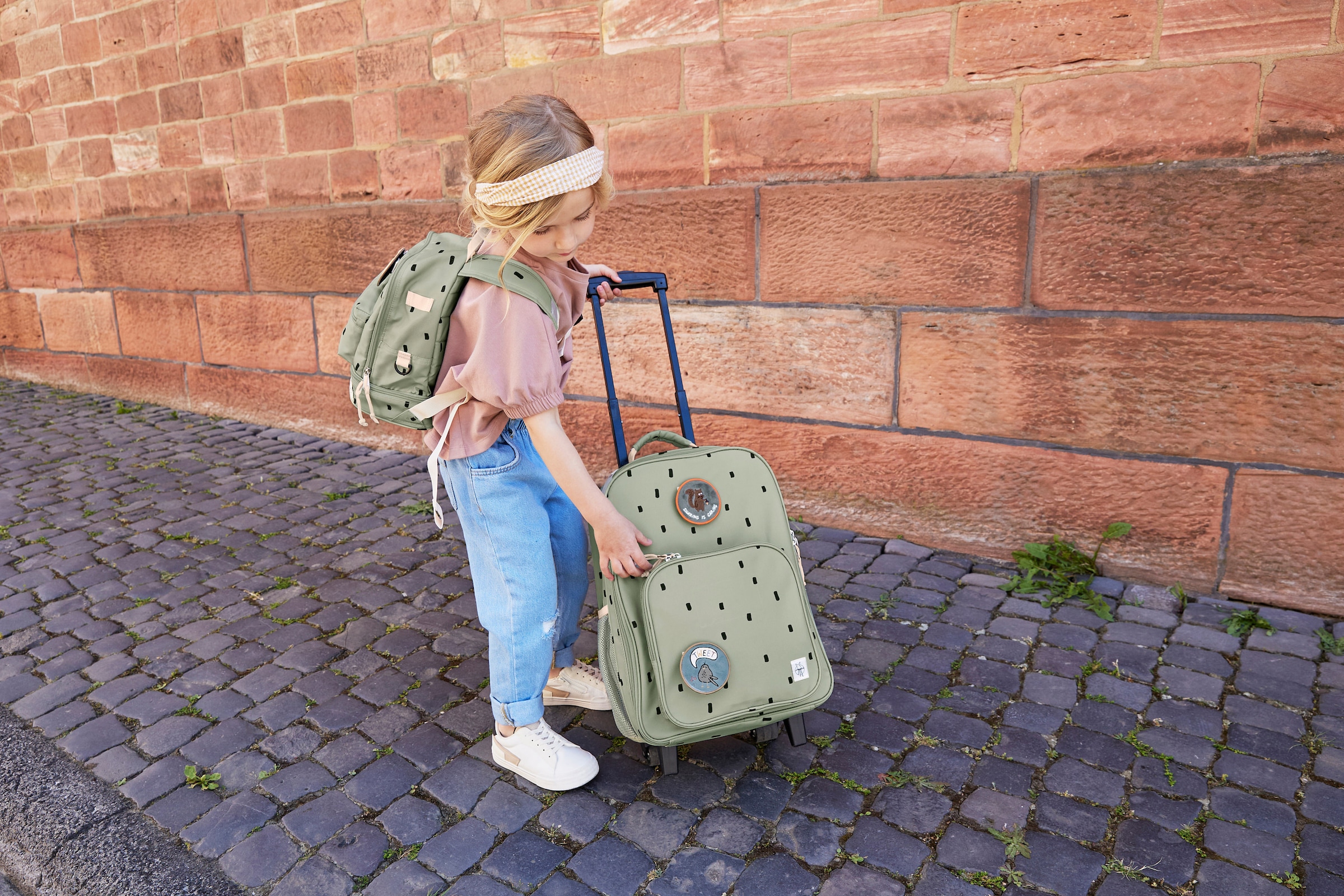 LÄSSIG Kinderkoffer »Happy Prints, Trolley, Caramel«, 2 Rollen