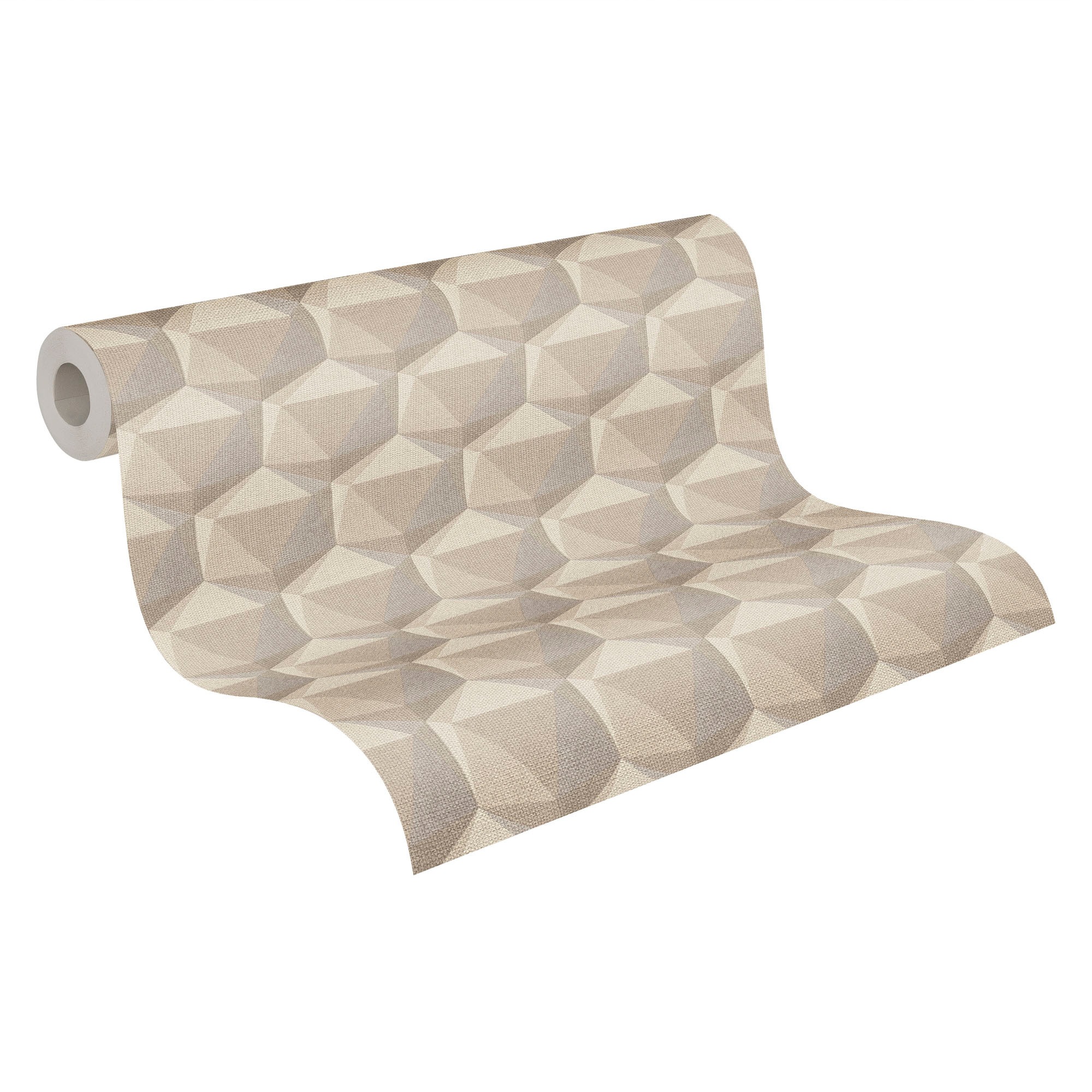 A.S. Création Vliestapete »Nara Grafisch 3D Effekt«, matt-gemustert-neutral, 3D Muster Grafiktapete Tapeten Wohnzimmer Schlafzimmer Küche Flur Büro