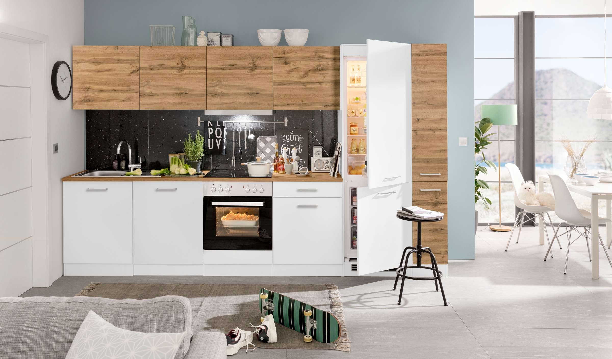 KOCHSTATION Küchenzeile »KS-Kehl«, mit E-Geräten, Breite 330 cm, inkl. Kühl günstig online kaufen