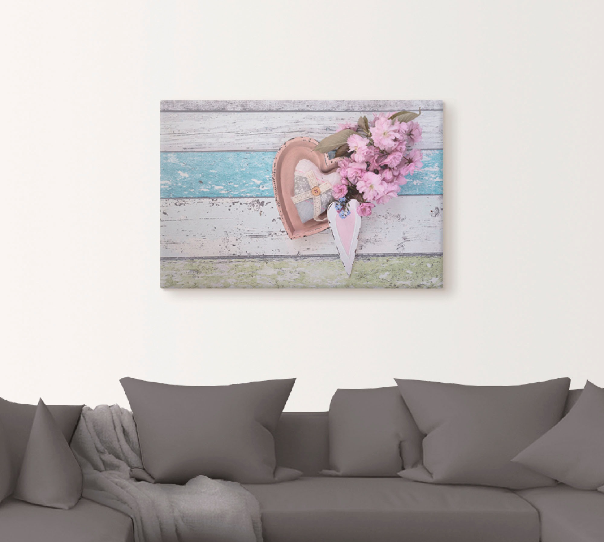 Artland Leinwandbild »Stillleben mit Kirschblüten und Herzen« Arrangements günstig online kaufen