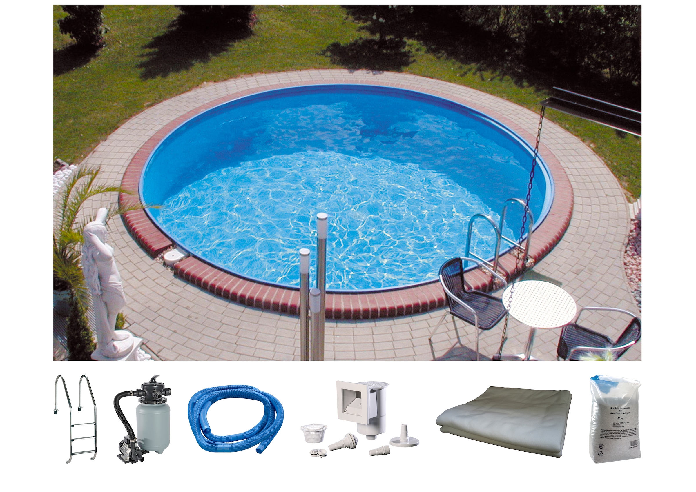 MY POOL BWT Rundpool »PREMIUM« Tiefe 1, 35 m, in verschiedenen Größen weiß Ø/B/H/L: 500 cm x Breite x Höhe 135 cm x Länge