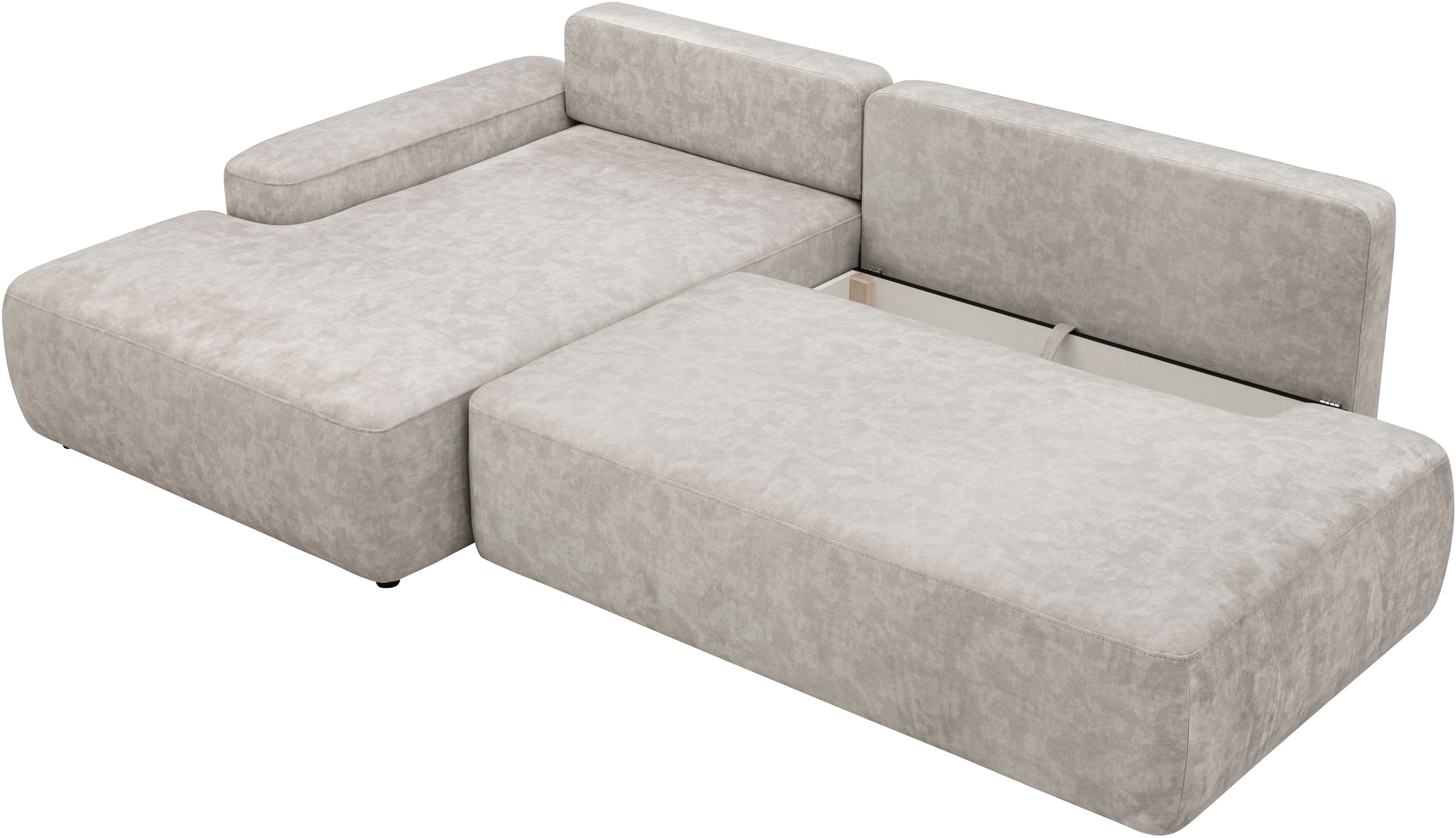 INOSIGN Ecksofa »TORGE, Schlafsofa Cord, Samtvelours u. Strukur fein, Couch in L-Form«, Schlaffunktion und Bettkasten, Liegefläche: 210x125 cm, neues Design