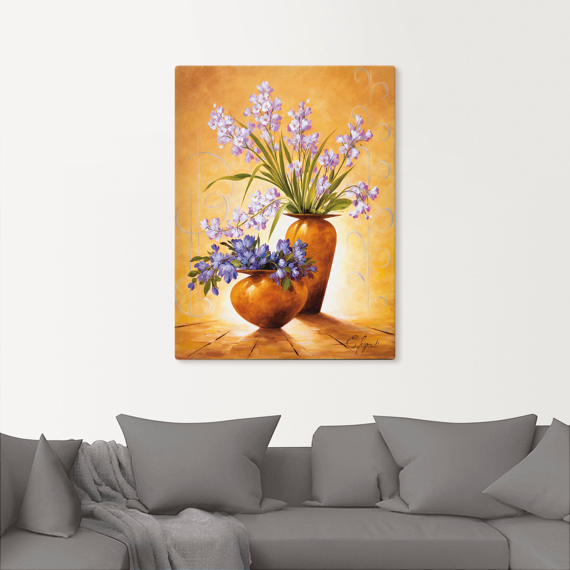 Artland Wandbild »Italienische Blumen IV«, Vasen & Töpfe, (1 St.), als Alubild, Leinwandbild, Wandaufkleber oder Poster in versch. Größen