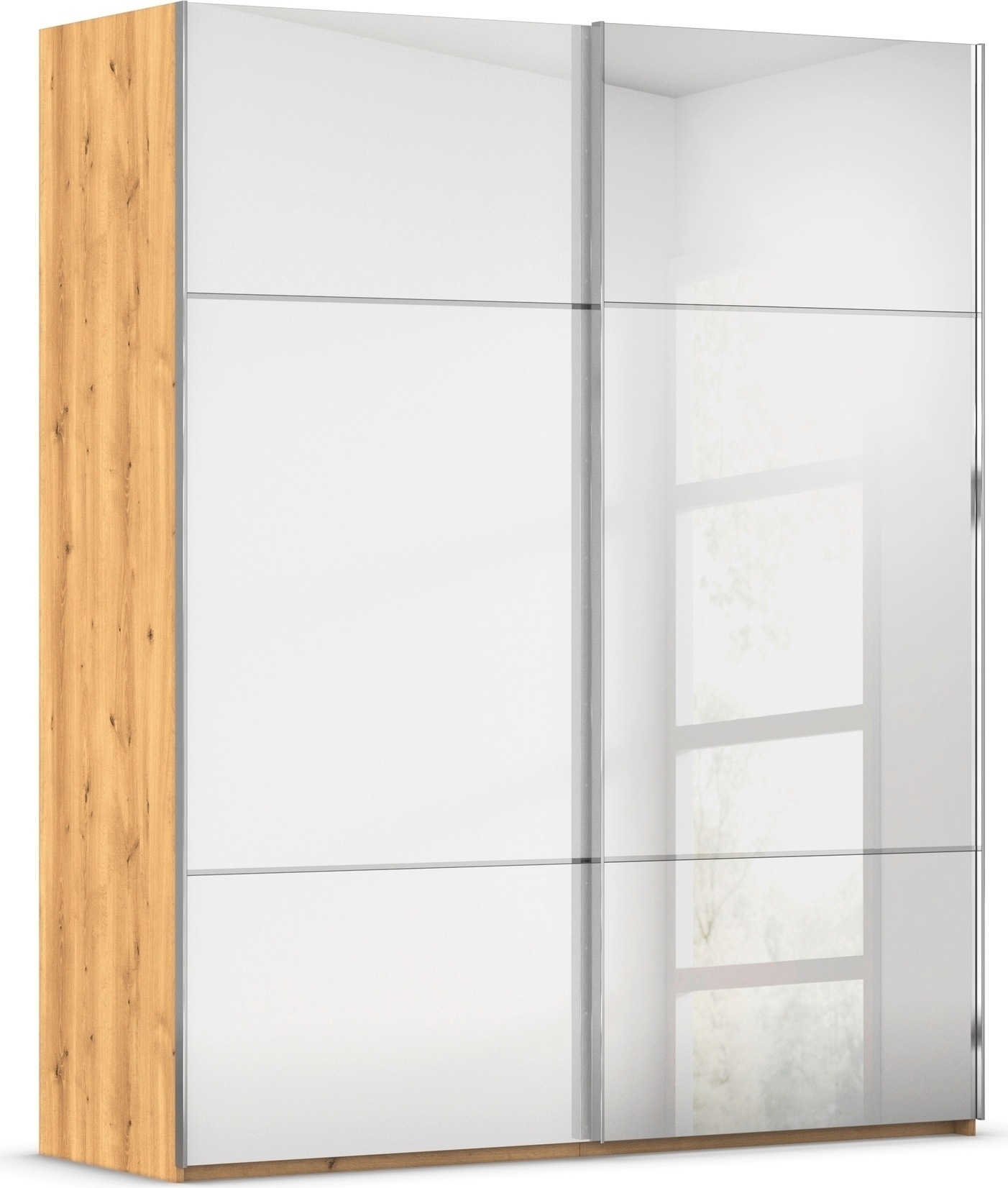 rauch Schwebetürenschrank »Kleiderschrank Schrank Garderobe Schlafzimmerschrank SCALE-TRIO«, edle dreigeteilte Front mit 2 Zierleisten Spiegel/Glas MADE IN GERMANY