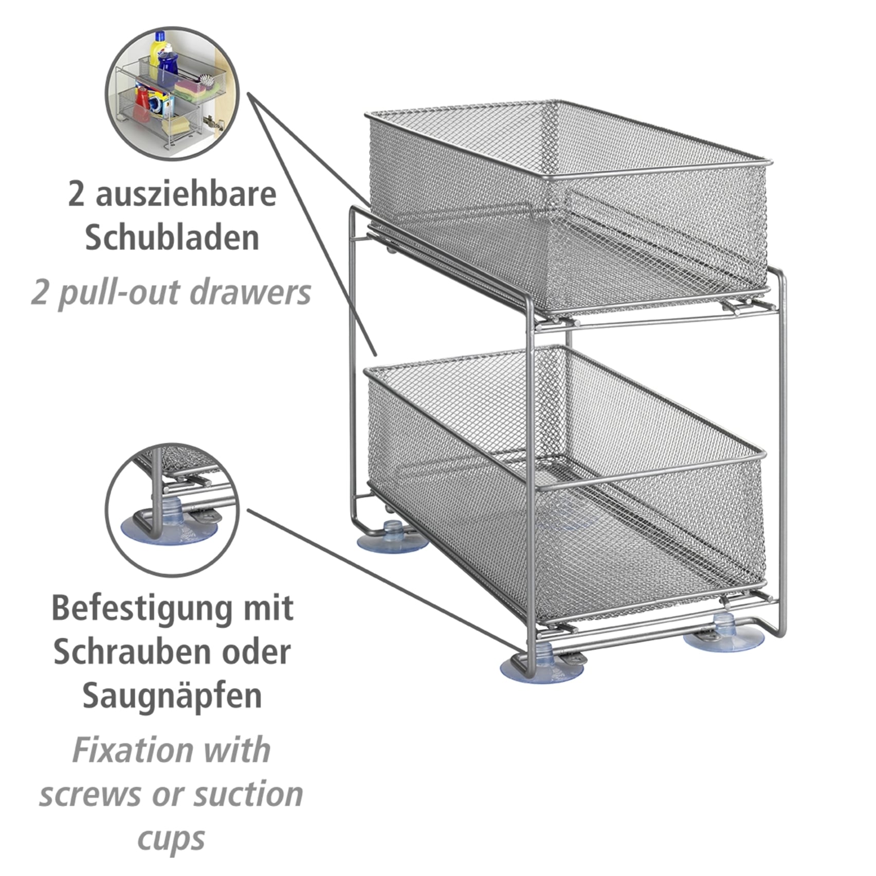 WENKO Auszug »Modell Gioma«, Schubladenregal, Organizer mit 2 Etagen, für Unterschränke & Regale