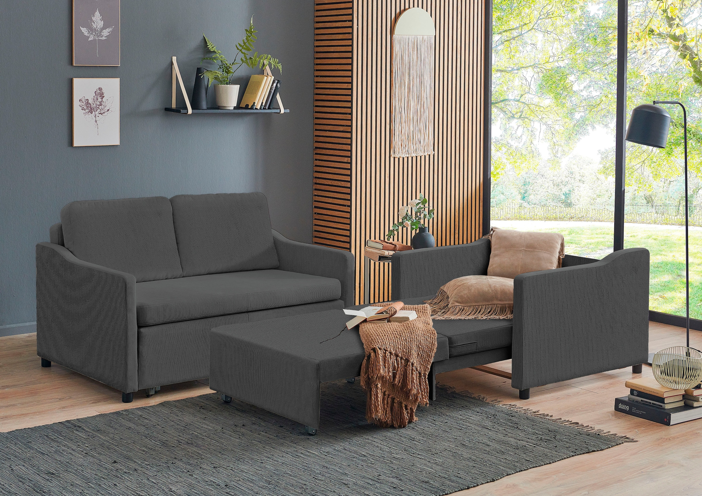 ATLANTIC home collection XXL-Sessel »Anella«, mit Cord-Bezug, mit Schlaffunktion, frei im Raum stellbar