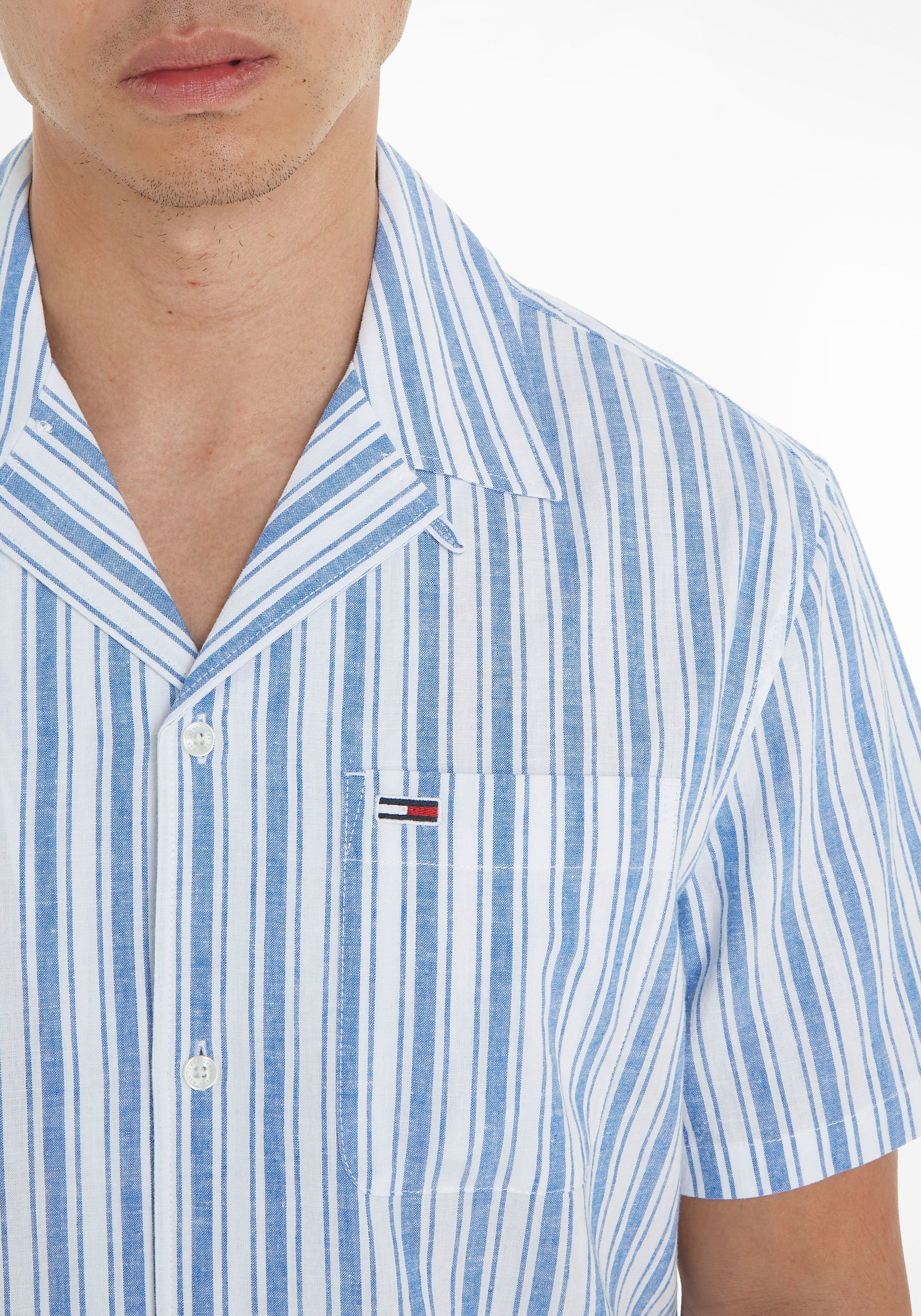 Tommy Jeans Kurzarmhemd »TJM STRIPE LINEN SS SHIRT EXT«