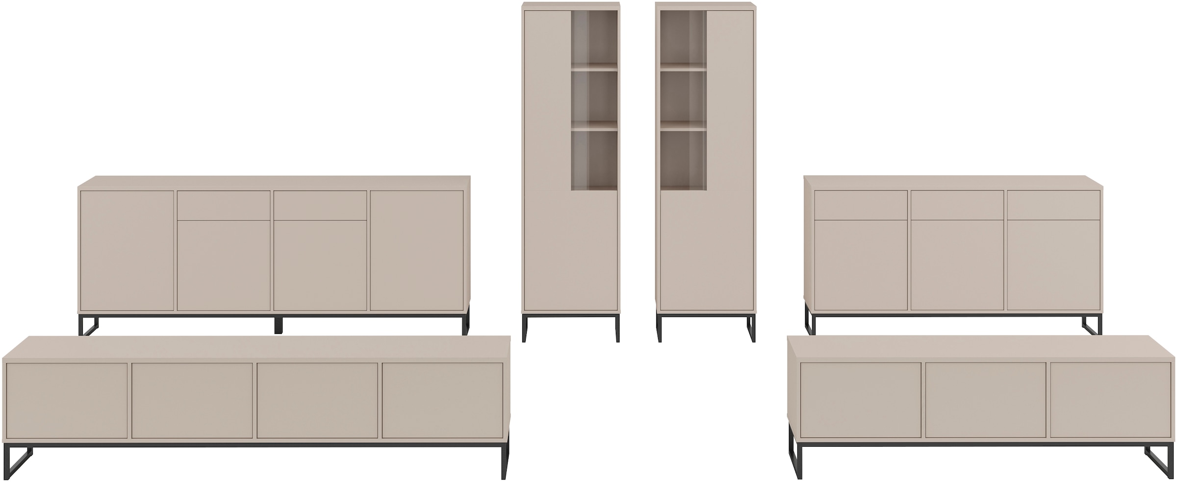 Home affaire Vitrine »Loft, Höhe 181 cm, moderne Standvitrine mit Glastür, Metallkufen« Hochschrank mit viel Stauraum, Glastür und verstellbaren Einlegeböden