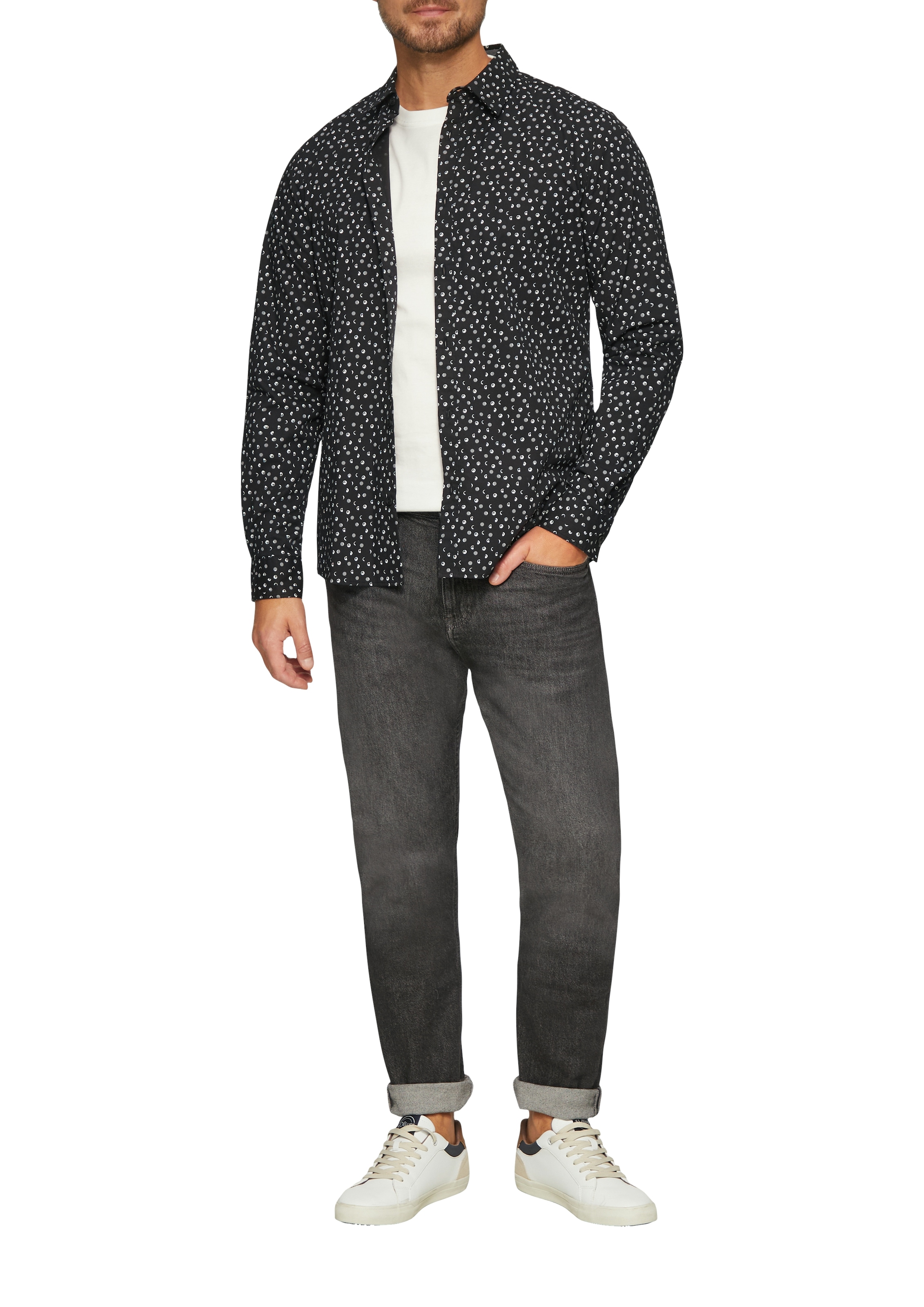 s.Oliver Langarmhemd, mit All-Over Muster