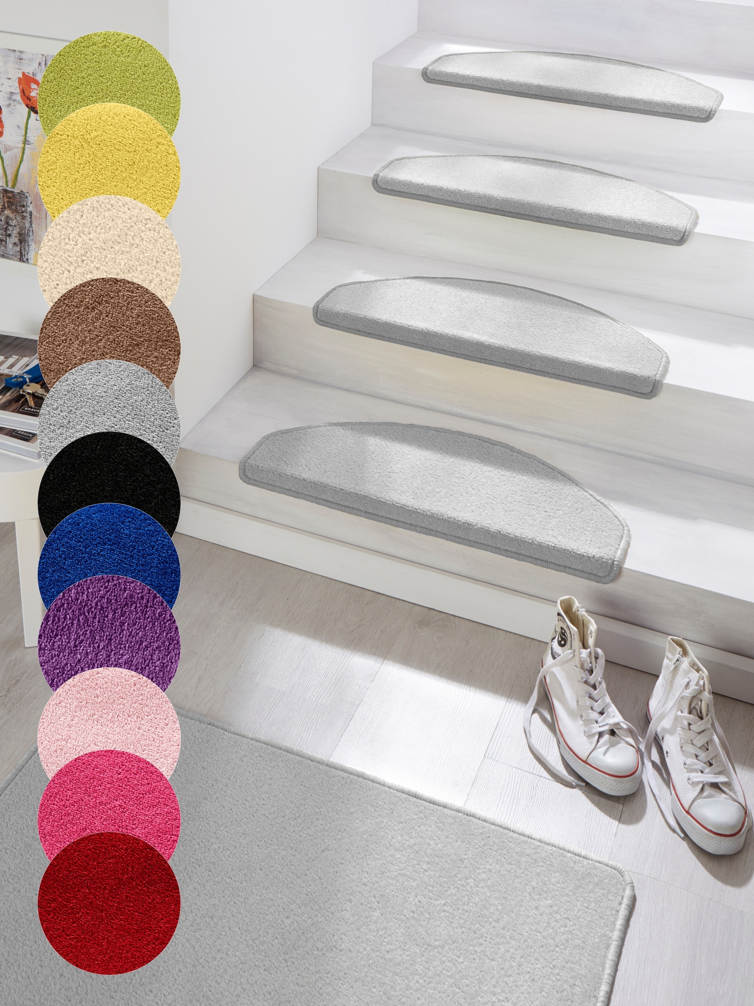 HANSE Home Stufenmatte »Fancy«, halbrund, 7 mm Höhe, 15 Stück, Treppenmatte günstig online kaufen
