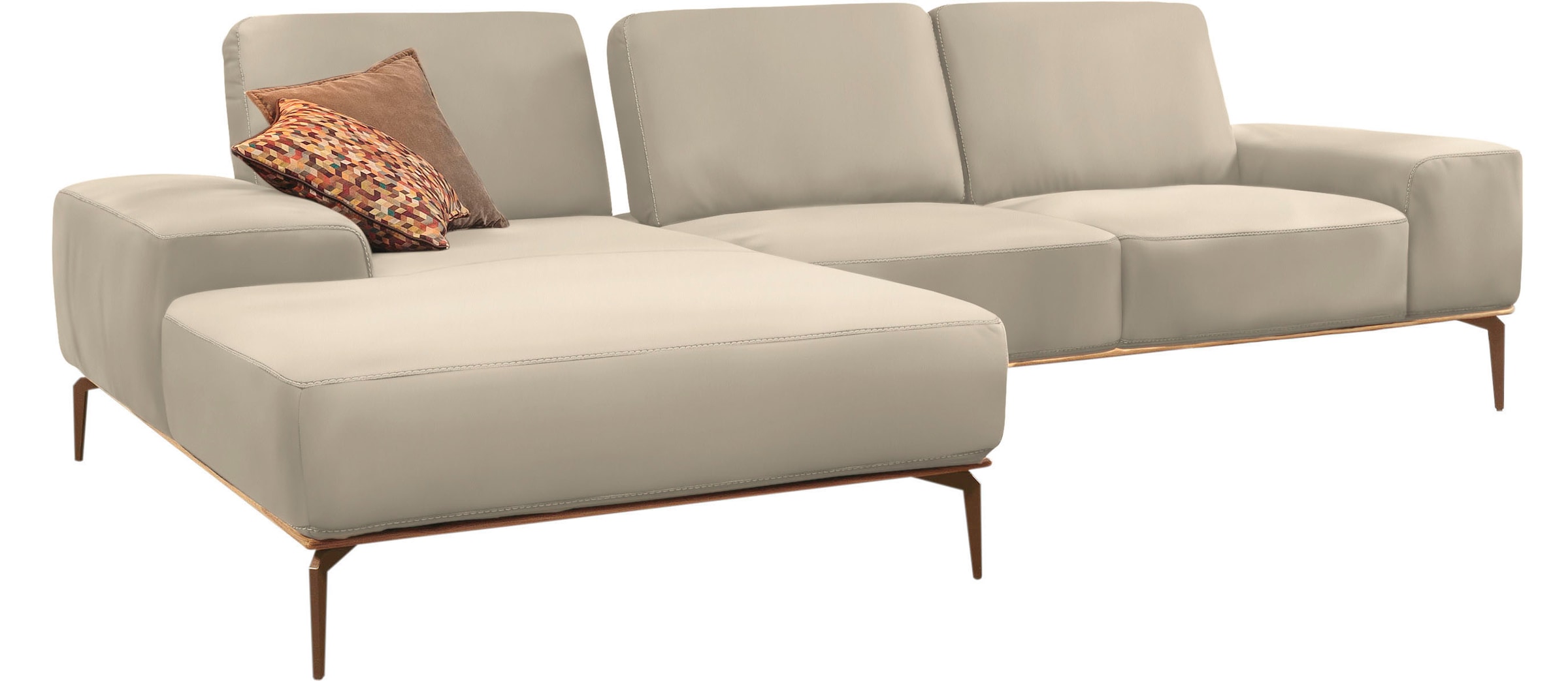 W.SCHILLIG Ecksofa »run, Designsofa mit tollem Sitzkomfort, L-Form«, mit Holzsockel, Füße in Bronze pulverbeschichtet, Breite 299 cm