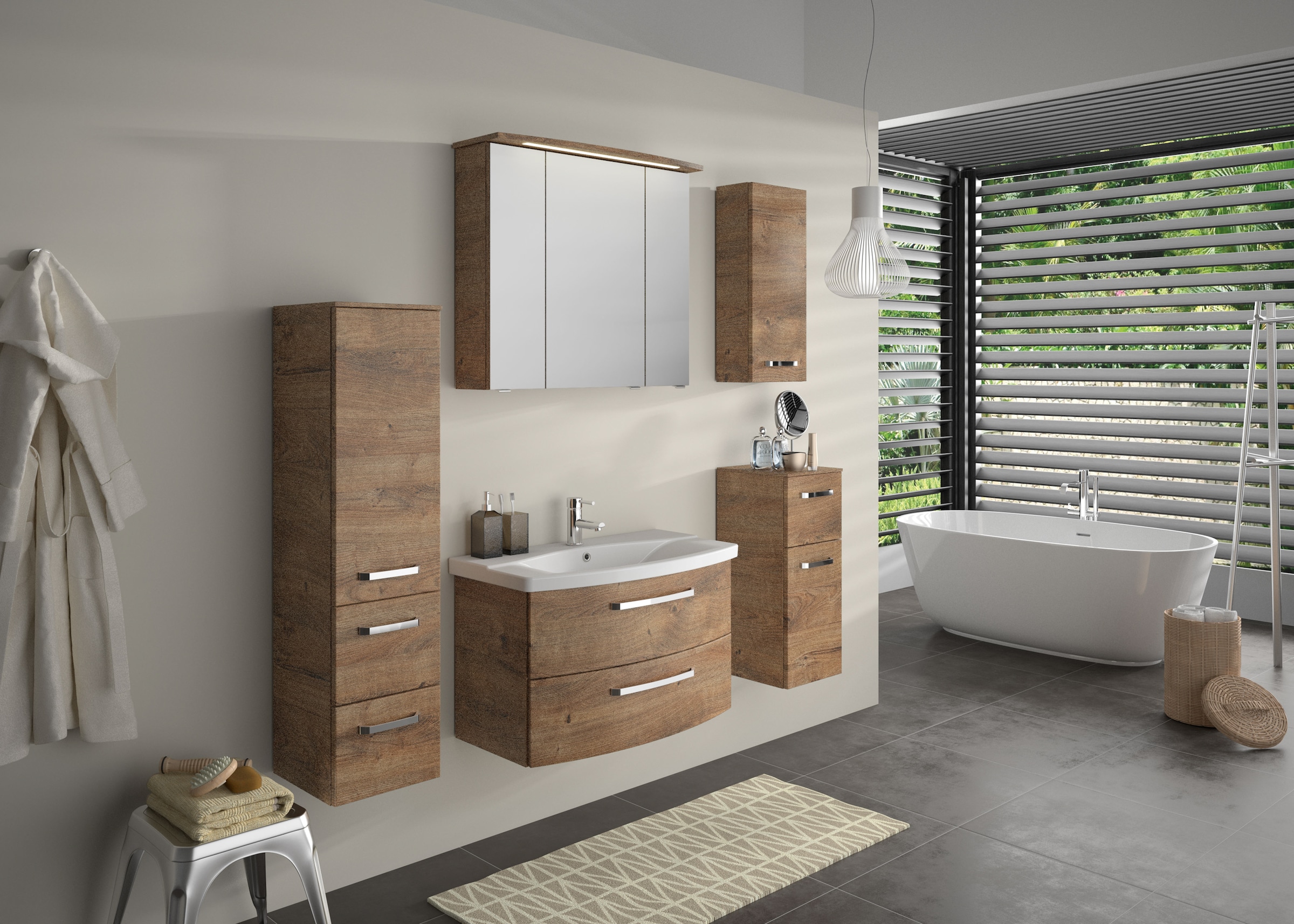 Saphir Hängeschrank »Serie 4010 Wand-Badschrank 30 cm breit mit 1 Tür, 2 Glas-Einlegeböden«, Badezimmer-Hängeschrank inkl. Türdämpfer, Wandschrank 70 cm hoch