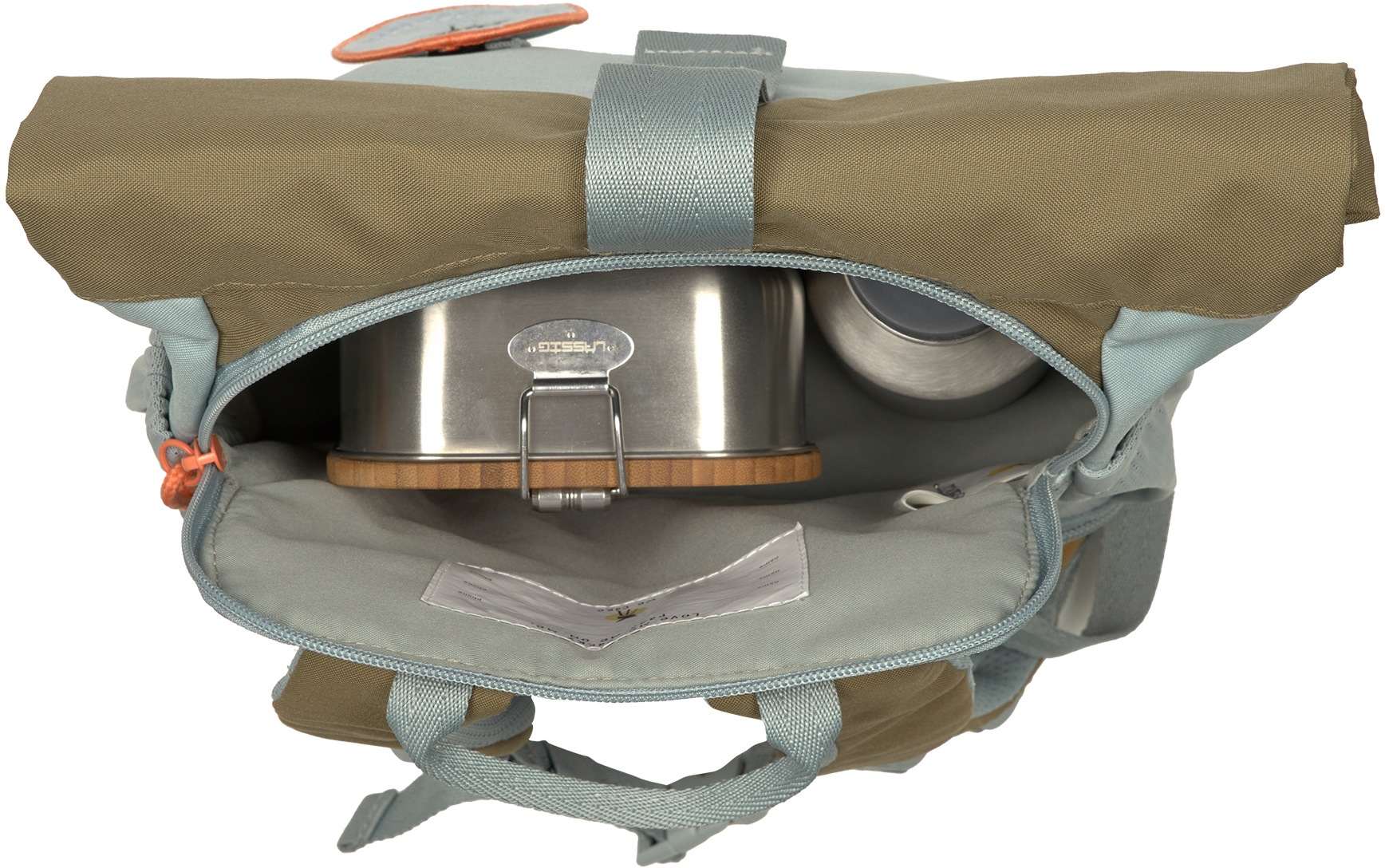 LÄSSIG Kinderrucksack »Nature, Mini Rolltop Backpack, Light Blue«, Reflektoren, aus recycelten PET-Flaschen