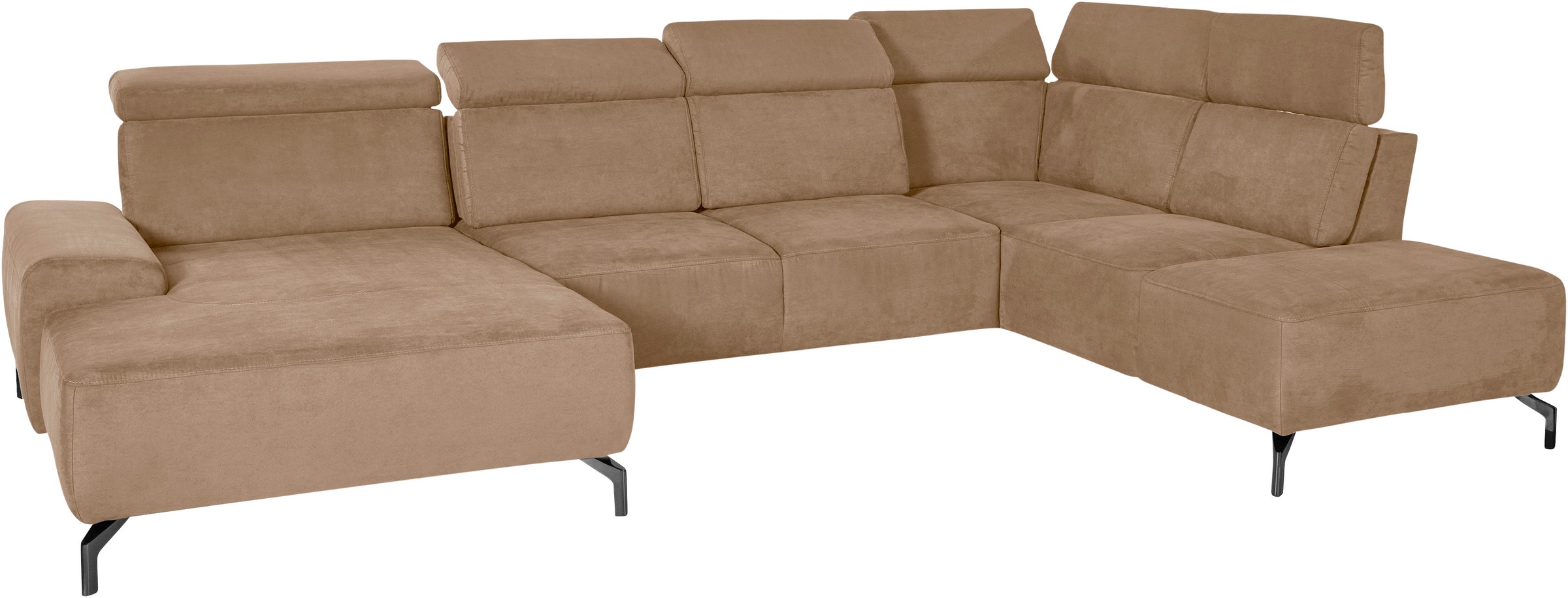 sit&more Wohnlandschaft »Gizeh U-Form«, 15 cm Fußhöhe, inklusive Sitztiefenverstellung und Kopfteilverstellung