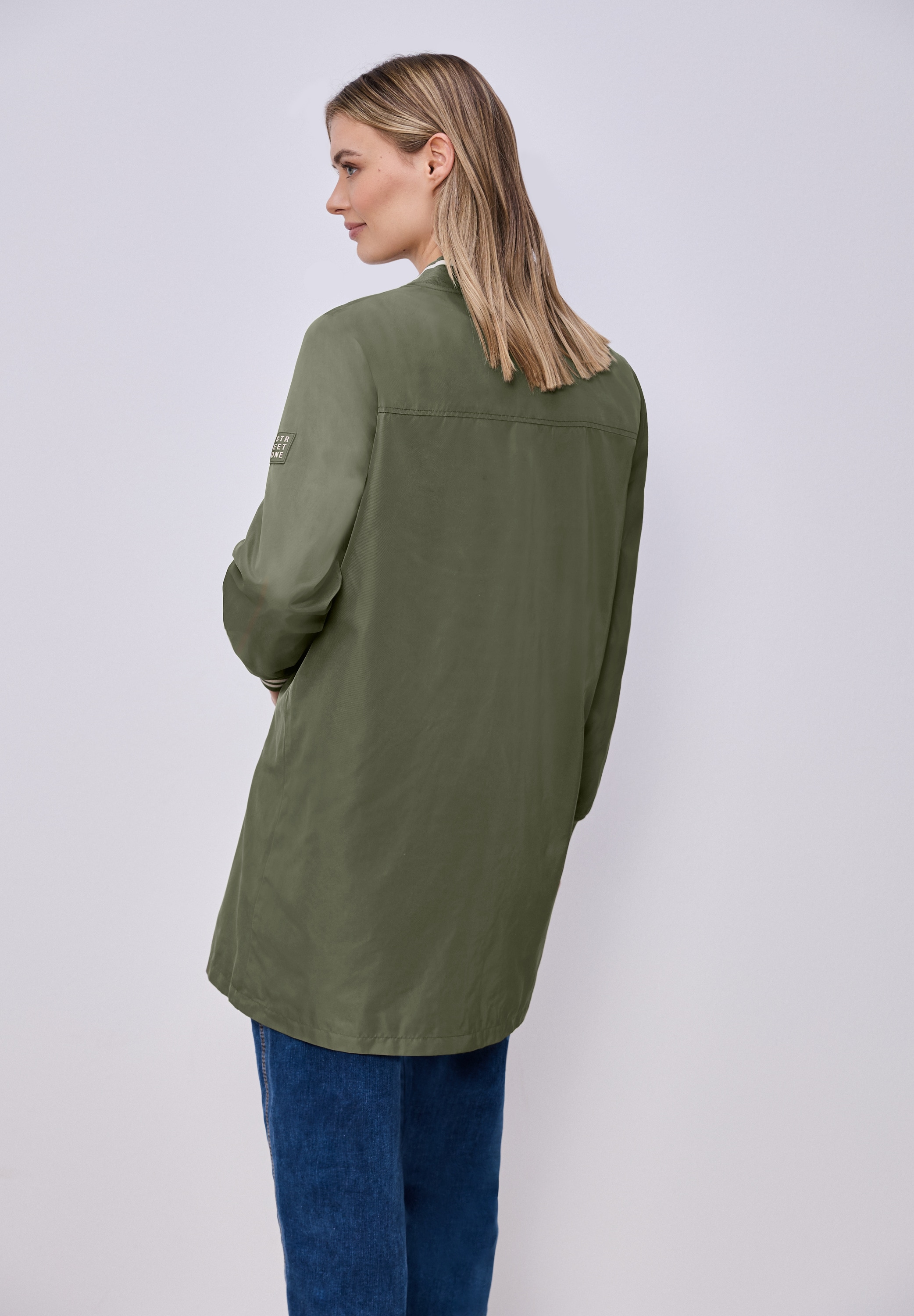 STREET ONE Langjacke ohne Kapuze bequeme Passform, 2‑Wege‑Reißverschluss