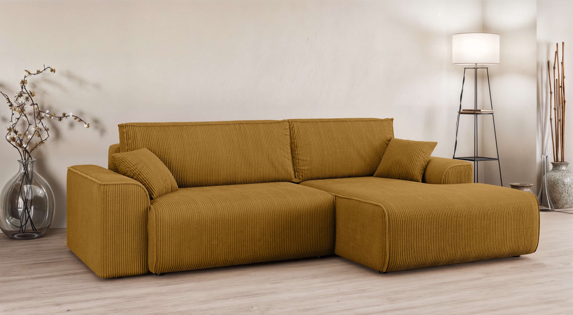 Home affaire Ecksofa »Santenay mit Bettfunktion und Bettkasten, Maße: B/T/H günstig online kaufen