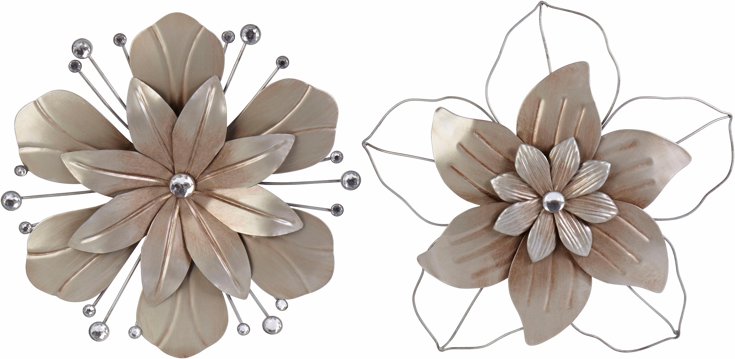 Home affaire Wanddekoobjekt »Blume«, Wanddeko, aus Metall, mit Perlmutt Verzierung