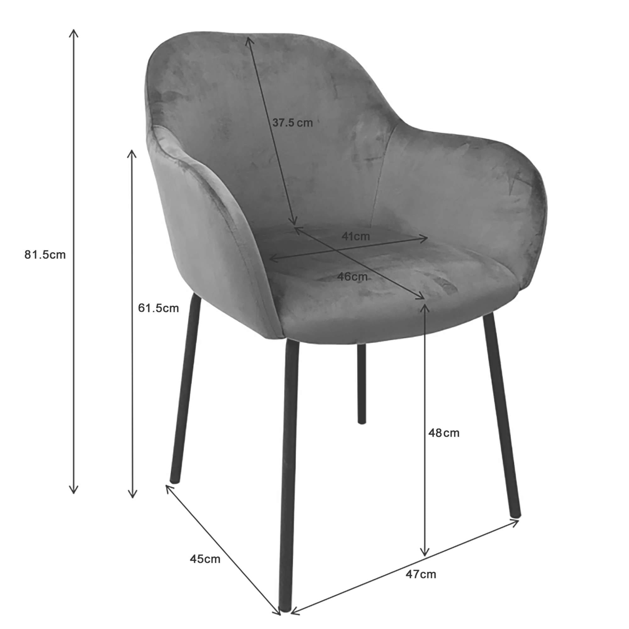 OTTO home Esszimmerstuhl »Dannika« (Set) 2 Stk.pflegeleichter Veloursstoff, schwarze Metallbeine, Sitzbreite 41 cm