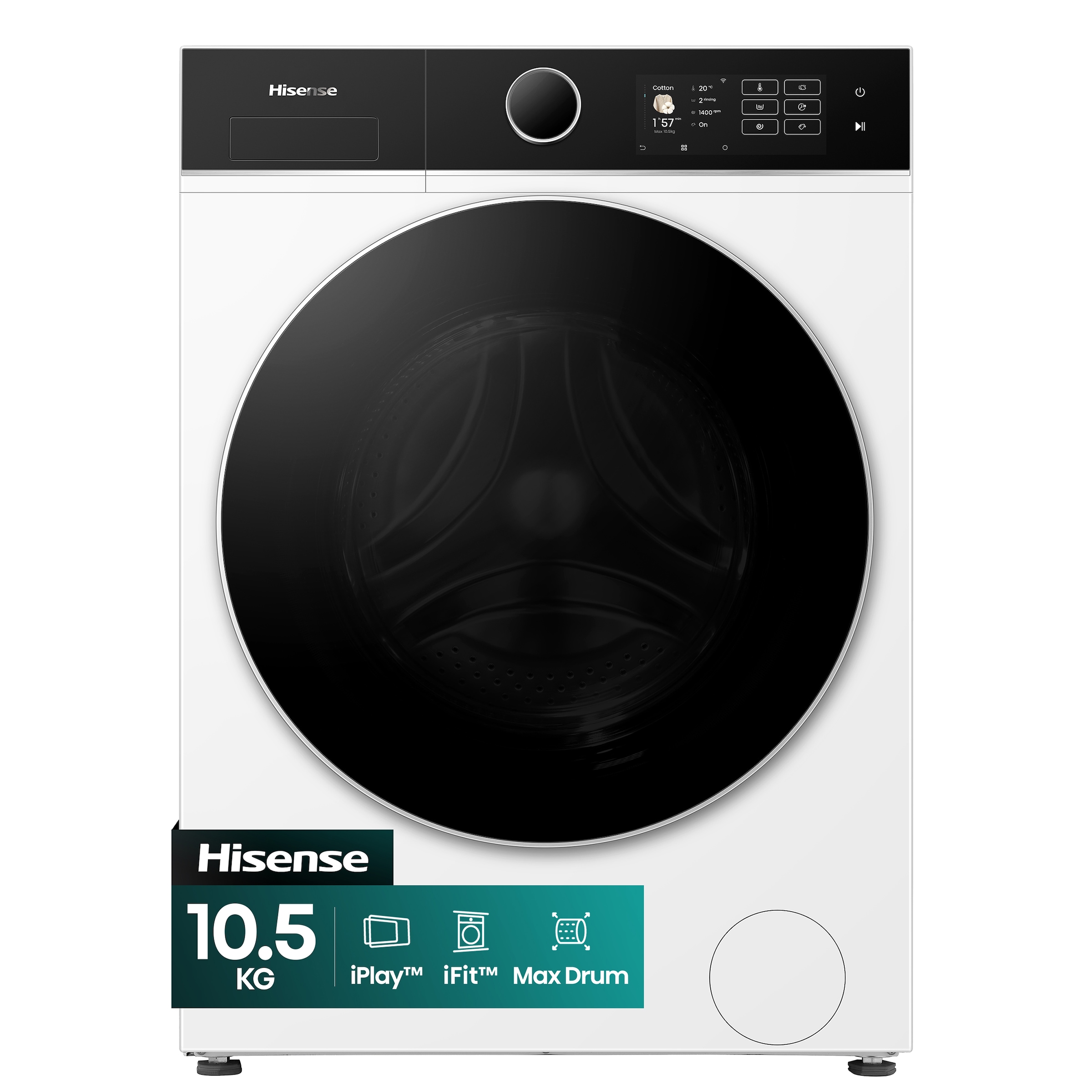 Hisense Waschmaschine 5i »WF5I1045BWQ« 10,5 kg 1400 U/min digitales Farbdisplay, AutoDose, Energie 40% besser als A
