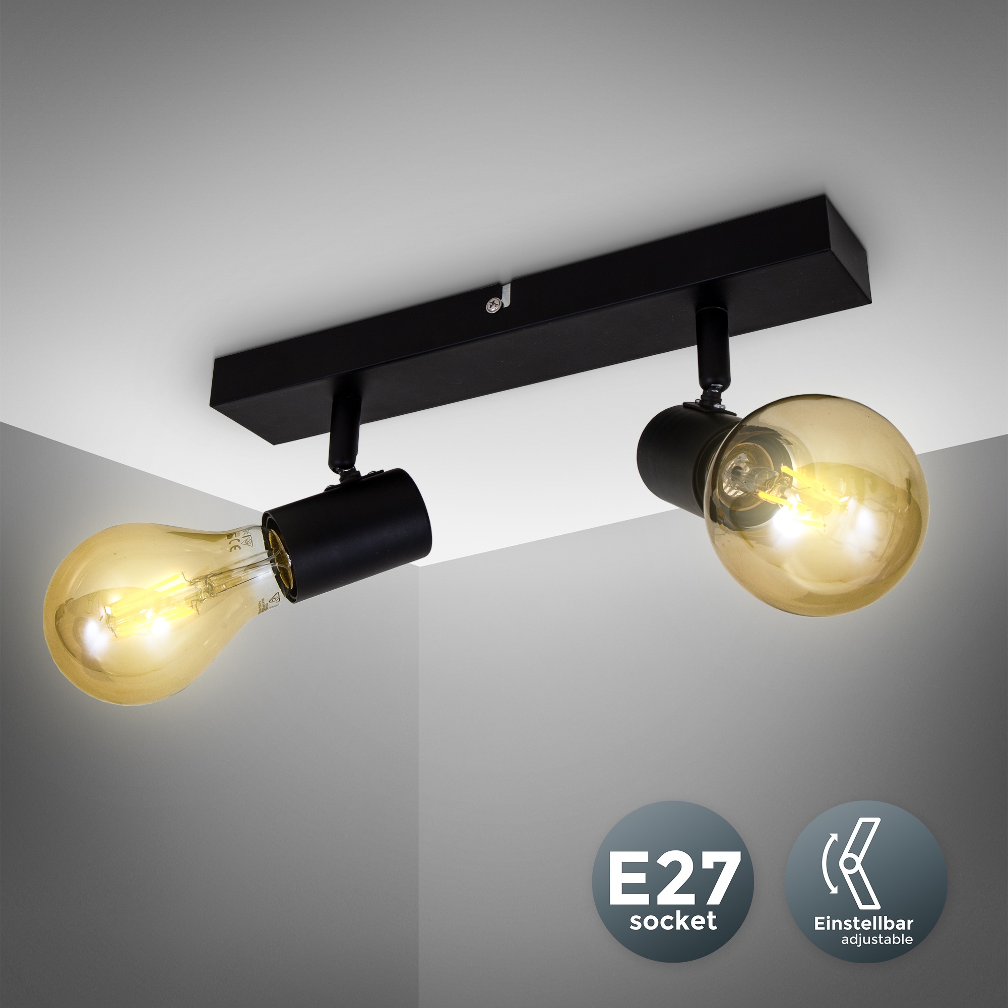 B.K.Licht LED Deckenspots, 2 flammig, Leuchtmittel E27   ohne Leuchtmittel, günstig online kaufen