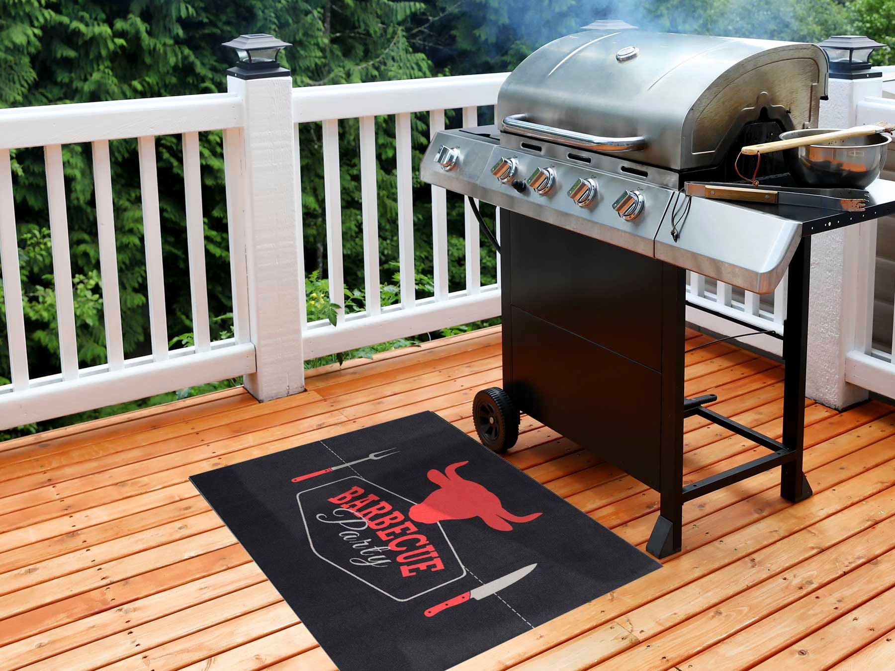 Primaflor-Ideen in Textil Fußmatte »BBQ Grillunterlage BARBECUE schwarz, Made in Belgium«, rechteckig, 5 mm Höhe, Grillmatte ideal als Bodenschutz, ruschhemmend, waschbar