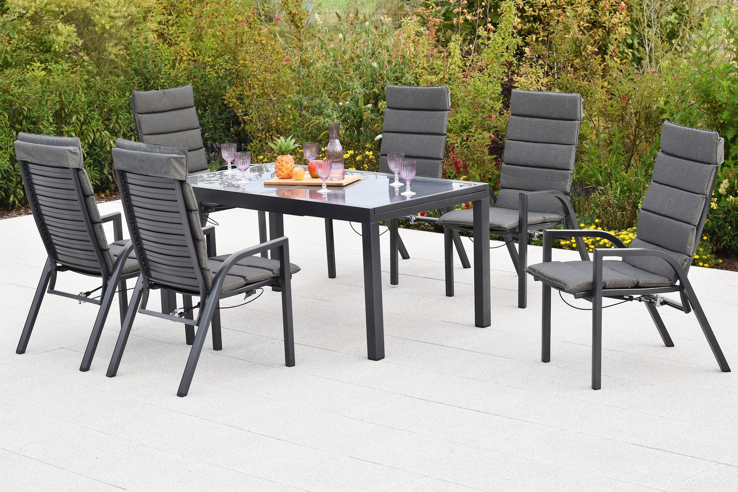 MERXX Garten-Essgruppe »»Siros««, (Set, 13 tlg.), Rückenlehne verstellbar durch Gasdruckfeder