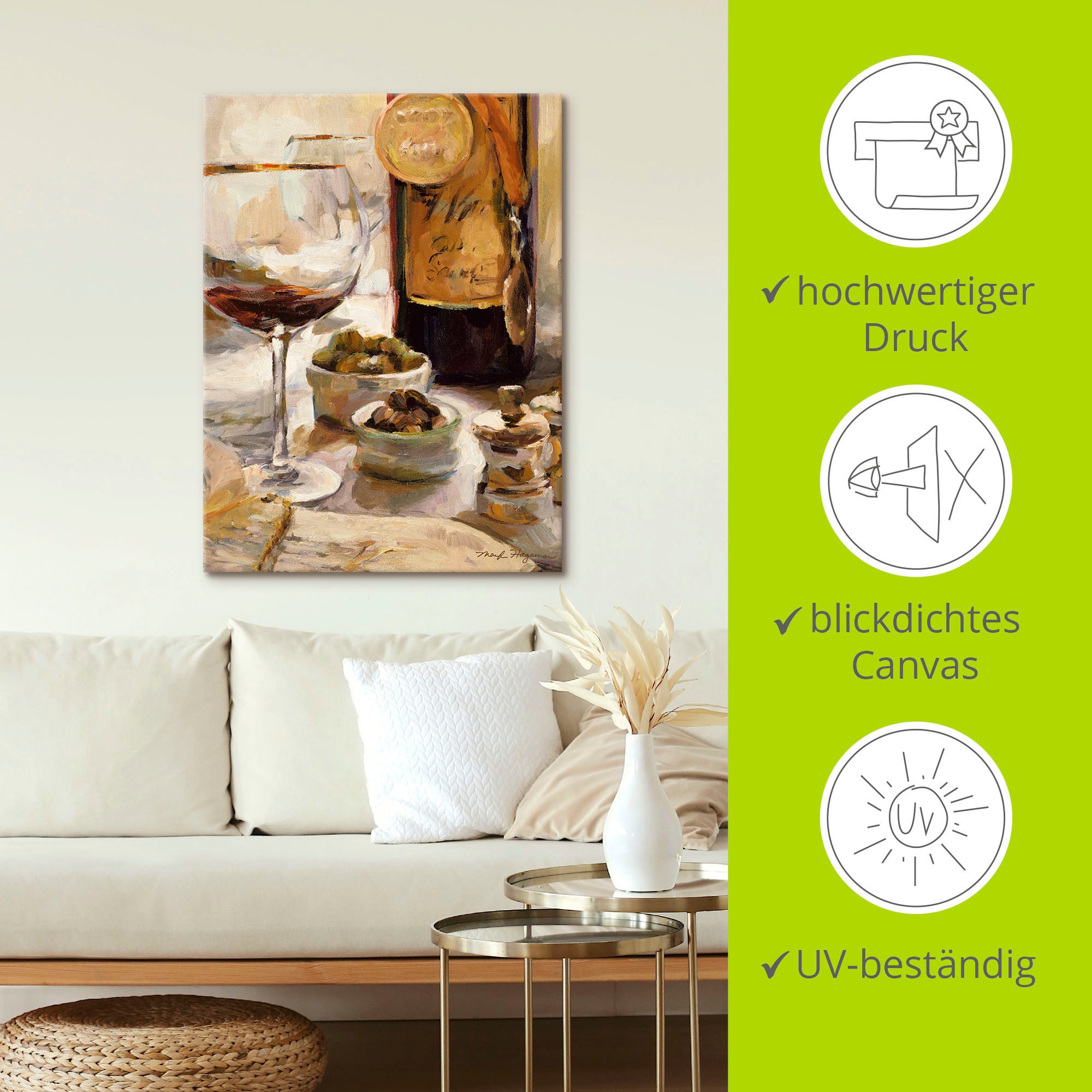 Artland Wandbild »Ausgezeichneter Wein«, Getränke, (1 St.), als Leinwandbild, Poster in verschied. Größen